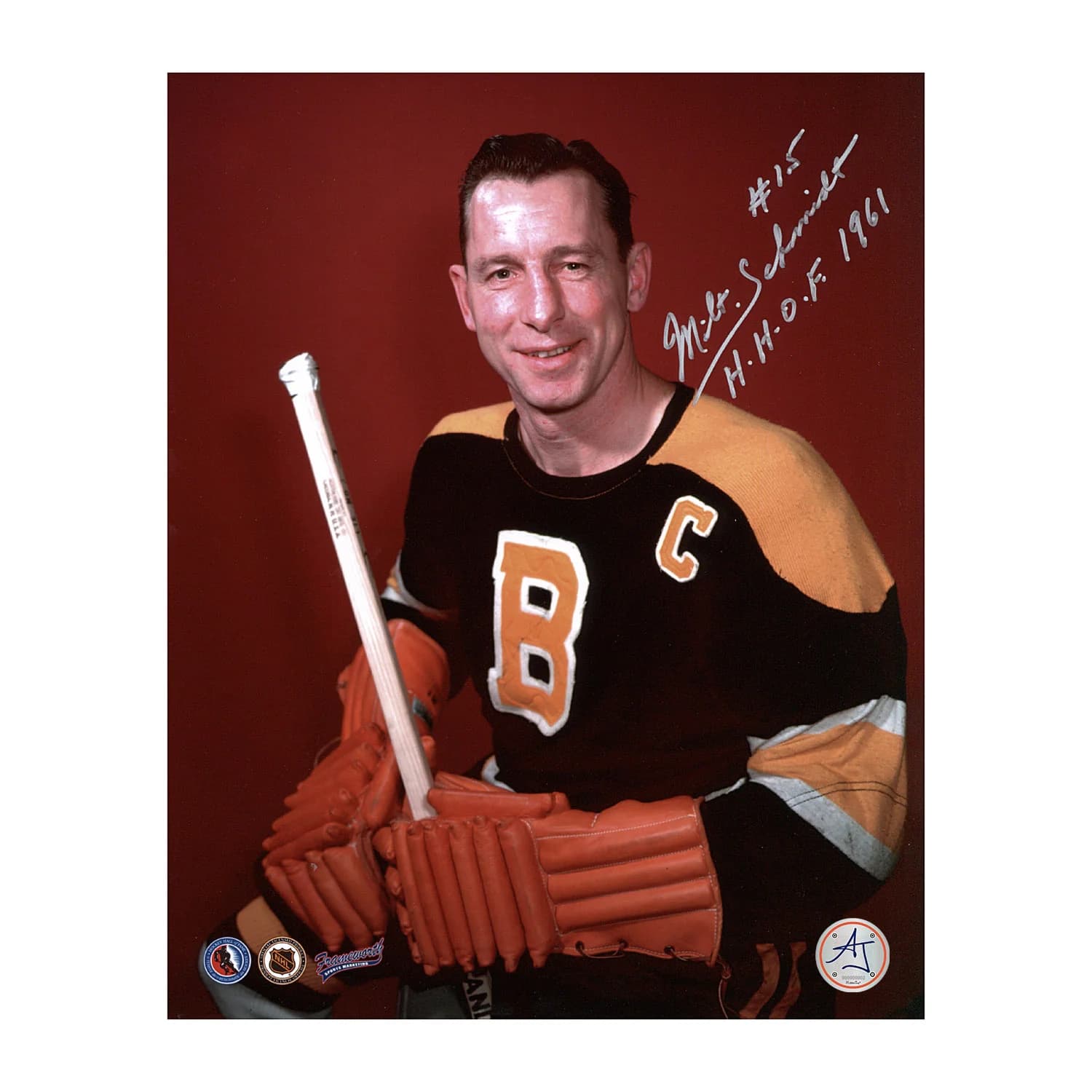 Milt Schmidt Signed Boston Bruins Captain 8x10 Photo with Note Milt Schmidt Photo 8x10-captain-note, Boston Bruins, supplier stock photo