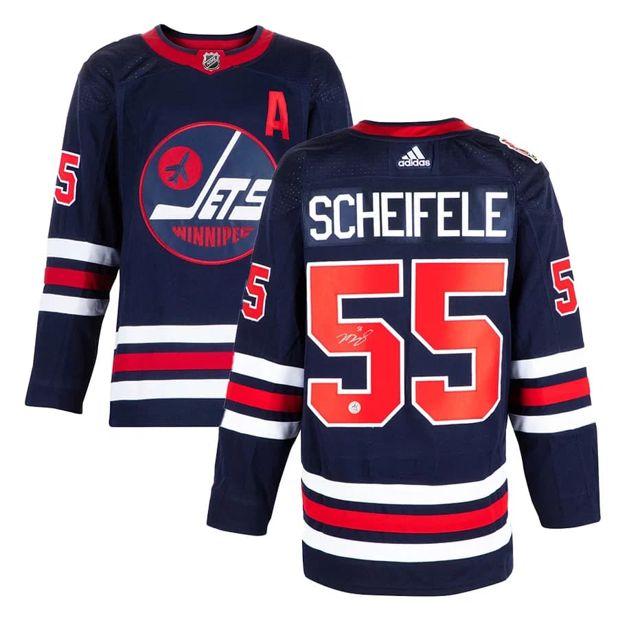 Mark Scheifele Signed Winnipeg Jets 2019 Heritage Classic adidas Jersey Mark Scheifele Jersey 2019-heritage-classic-adidas, Winnipeg Jets, view 3, supplier stock photo