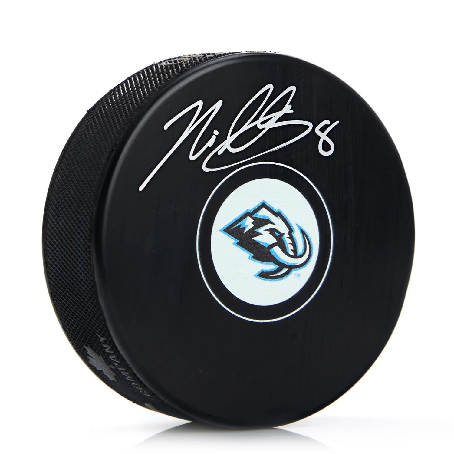 Nick Schmaltz Autographed Utah Mammoth Hockey Puck Nick Schmaltz Puck utah-mammoth-hockey, supplier stock photo