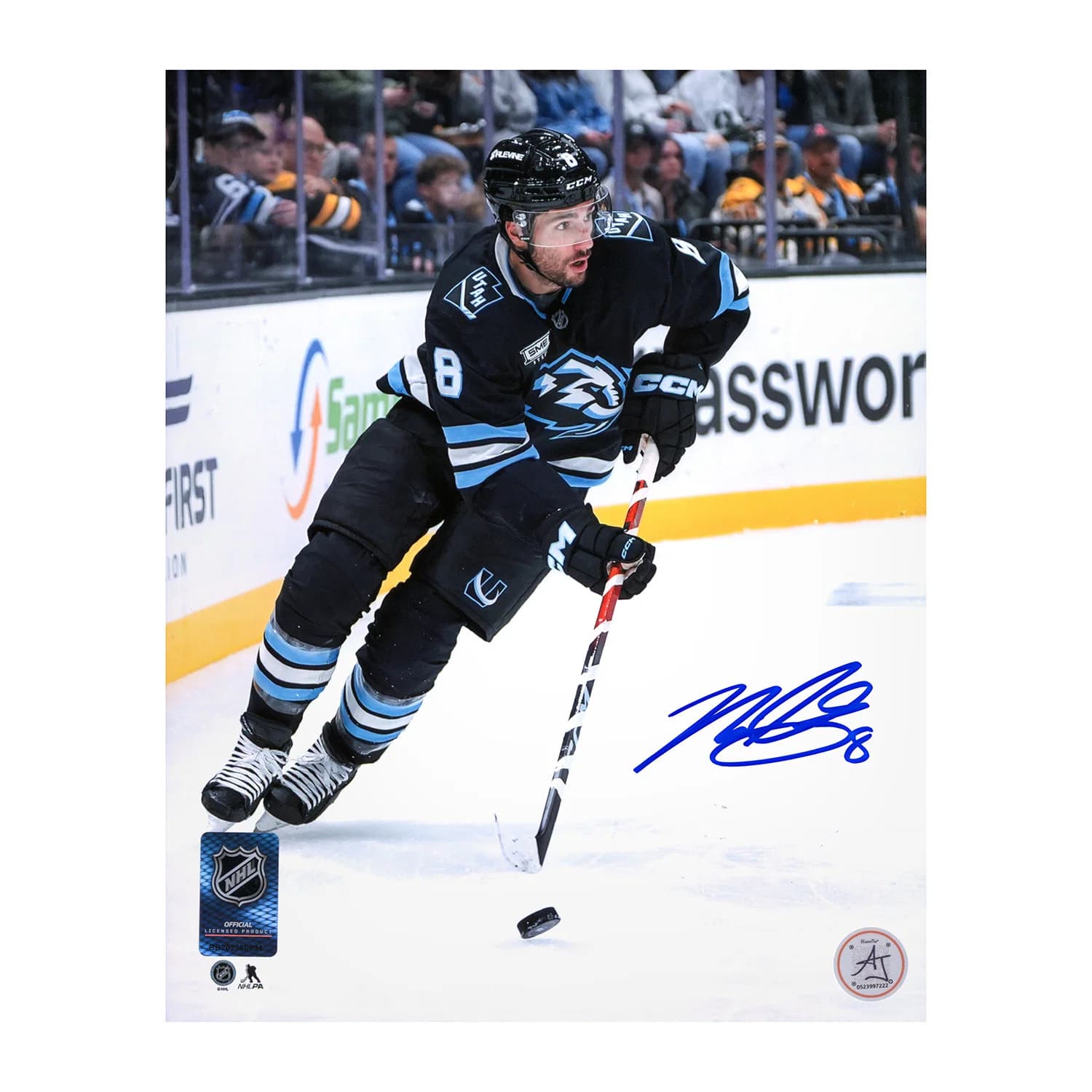 Nick Schmaltz Autographed Utah Mammoth Stickhandling 8x10 Photo Nick Schmaltz Photo 8x10-utah-mammoth-stickhandling, supplier stock photo