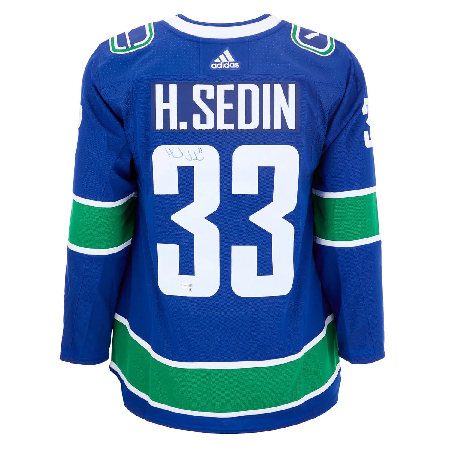 Henrik Sedin Autographed Vancouver Canucks Blue adidas Jersey Henrik Sedin Jersey blue-adidas, Vancouver Canucks, supplier stock photo