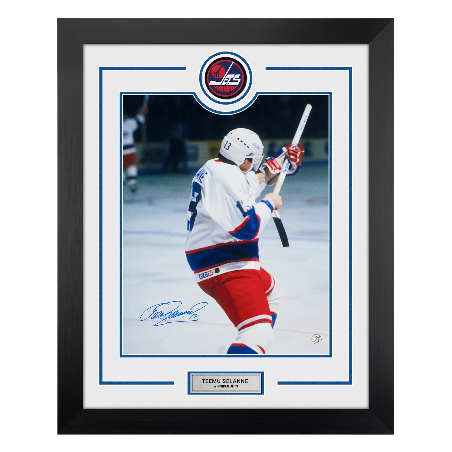 Teemu Selanne Autographed Winnipeg Jets Puck Logo 26x32 Frame Teemu Selanne Puck 26x32-logo-frame, Winnipeg Jets, supplier stock photo