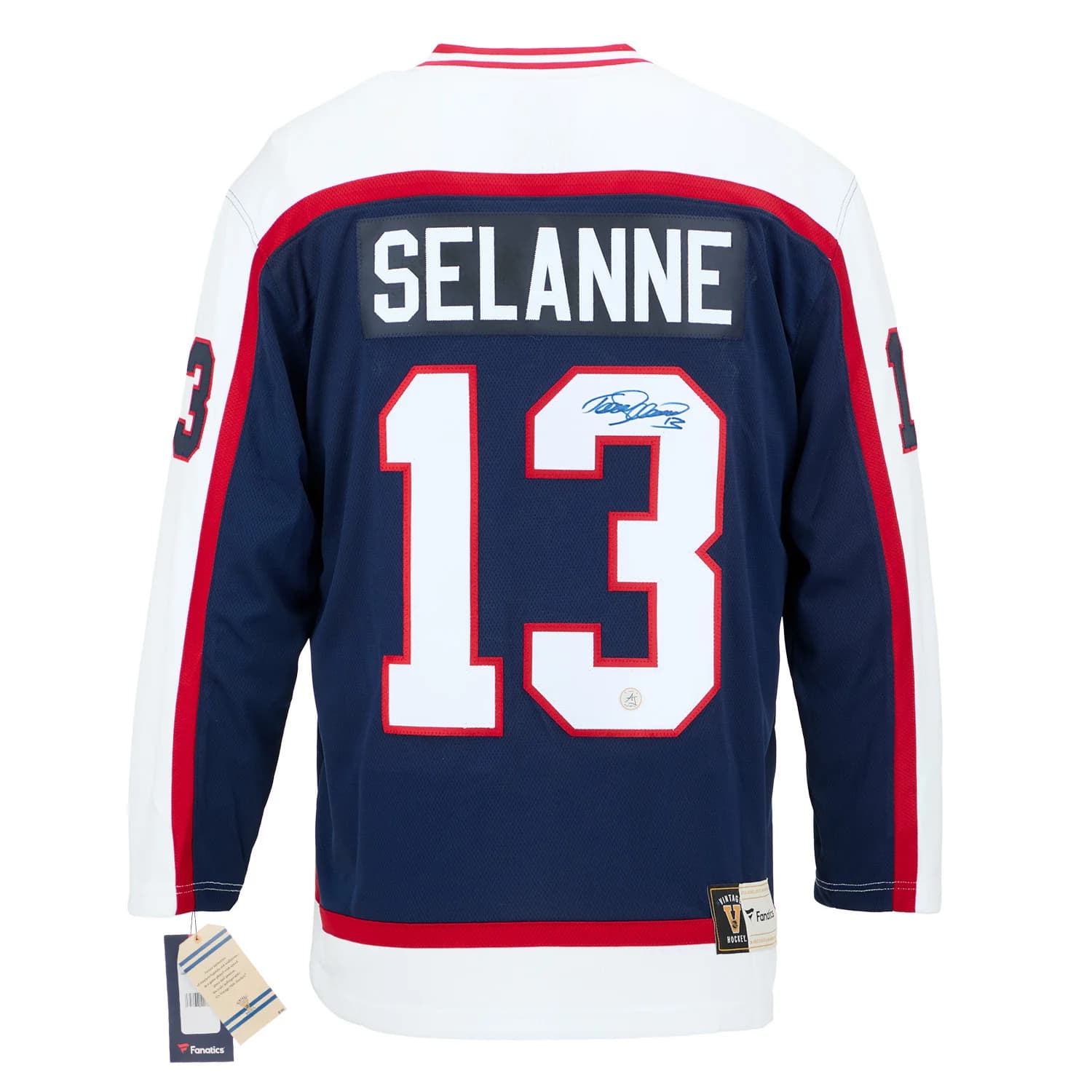 Teemu Selanne Autographed Winnipeg Jets Fanatics Throwback Jersey Teemu Selanne Jersey throwback, Winnipeg Jets, supplier stock photo