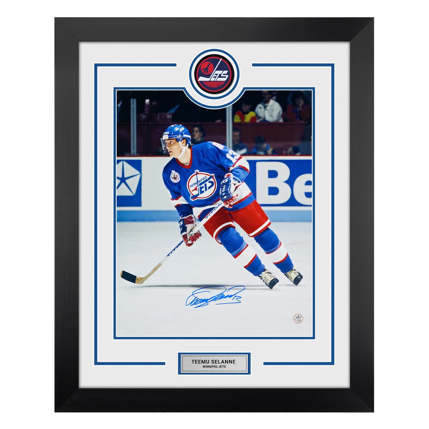 Teemu Selanne Autographed Winnipeg Jets Puck Logo 26x32 Frame Teemu Selanne Puck 26x32-logo-frame, Winnipeg Jets, supplier stock photo