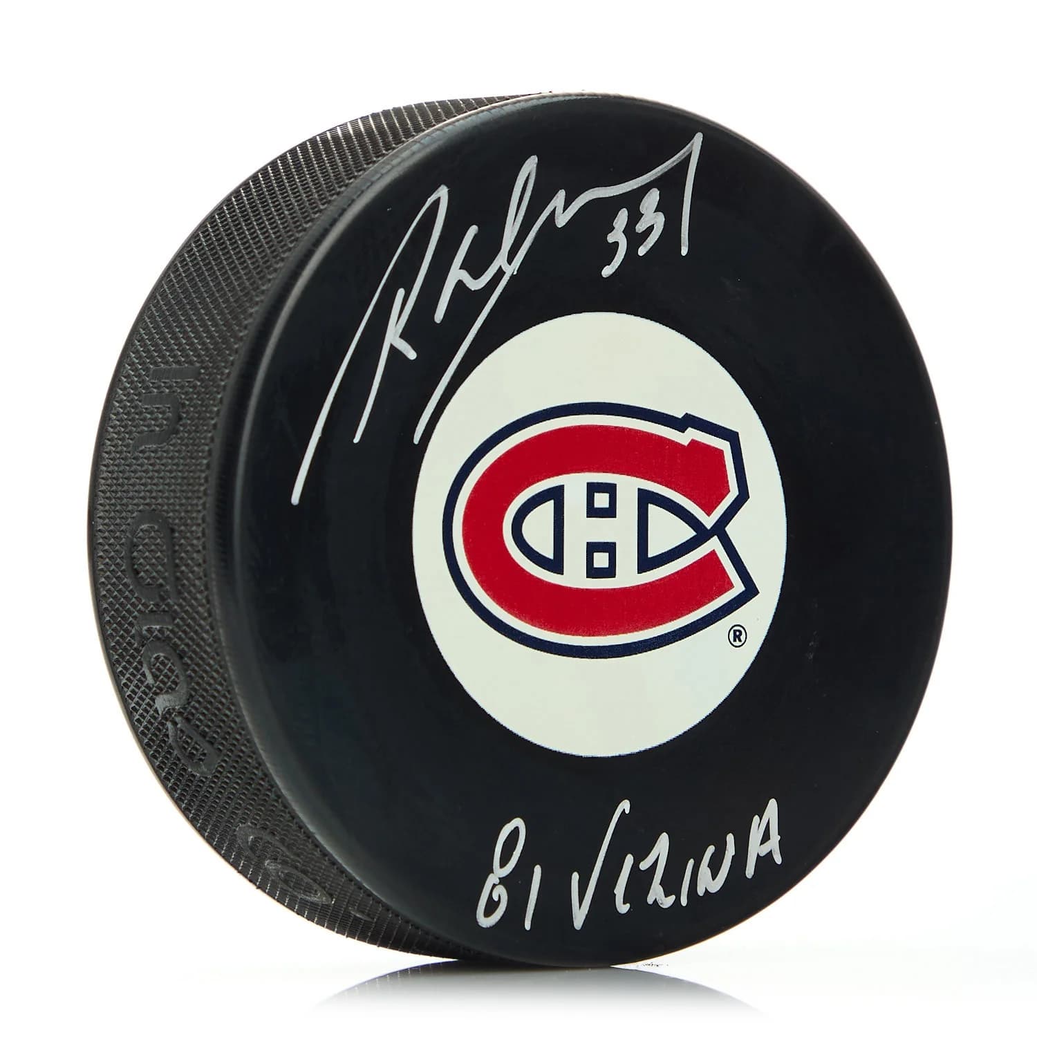 Richard Sevigny Montreal Canadiens Signed Hockey Puck with 81 Vezina Note Richard Sevigny Puck hockey-81-vezina-note, Montreal Canadiens, supplier stock photo