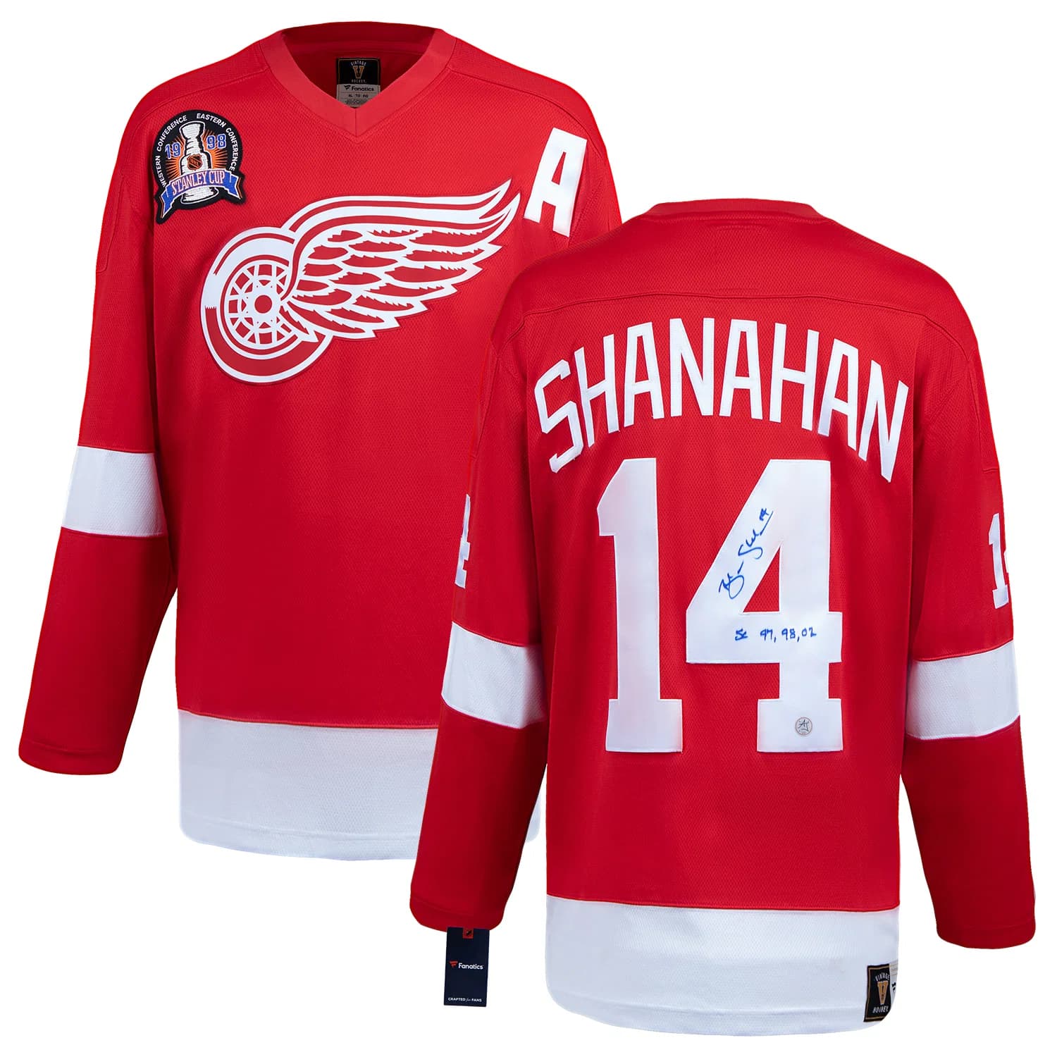 Brendan Shanahan Signed Detroit Red Wings Stanley Cup Throwback Fanatics Jersey Brendan Shanahan Jersey stanley-cup-throwback, Detroit Red Wings, view 3, supplier stock photo