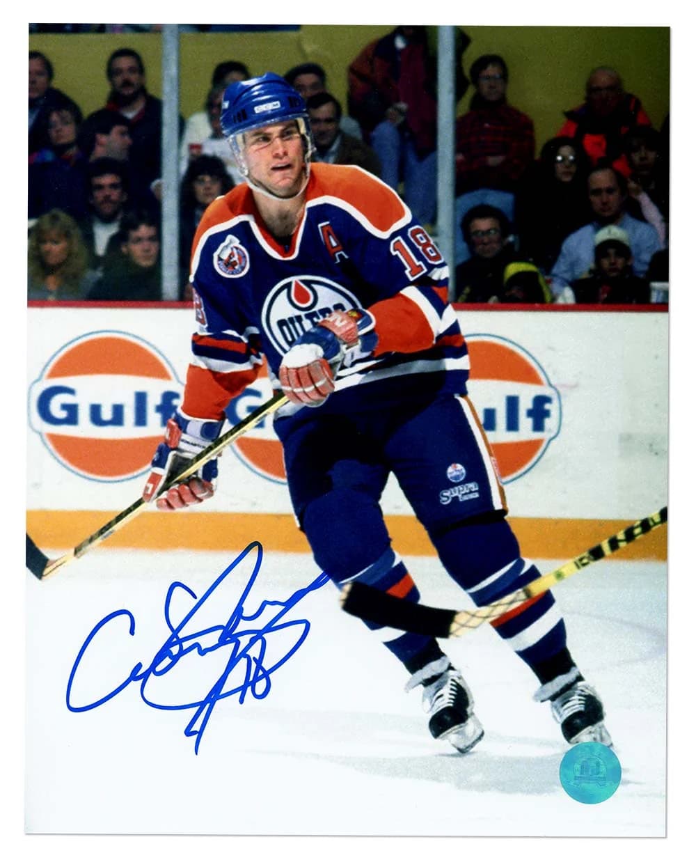 Craig Simpson Autographed Edmonton Oilers Game Action 8x10 Photo Craig Simpson Photo 8x10-game-action, Edmonton Oilers, supplier stock photo