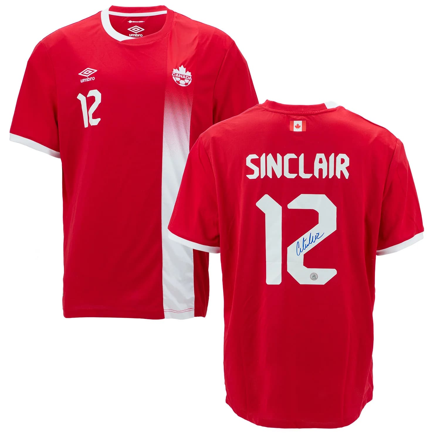 Christine Sinclair Autographed Team Canada Umbro Replica Soccer Jersey Christine Sinclair Jersey team-canada-umbro-replica-soccer, view 3, supplier stock photo