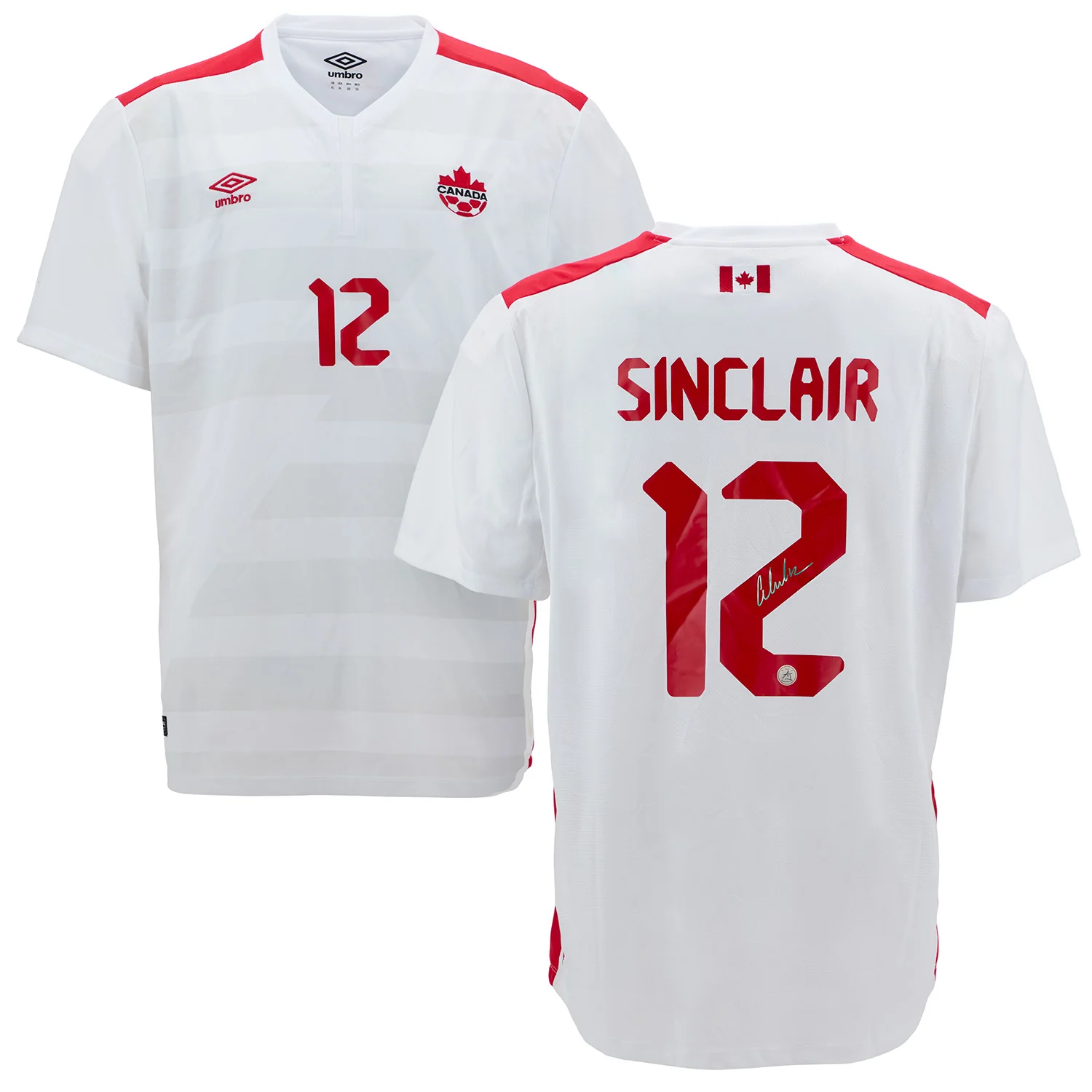 Christine Sinclair Signed Team Canada White Umbro Replica Soccer Jersey Christine Sinclair Jersey team-canada-white-umbro-replica-soccer, view 3, supplier stock photo