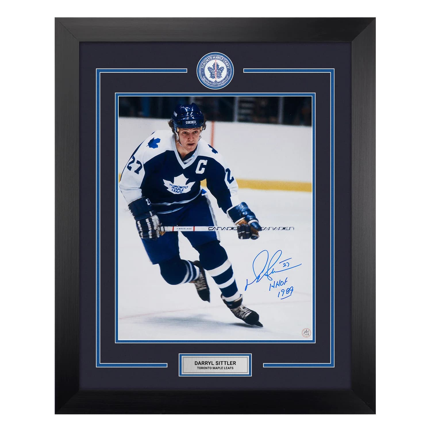 Darryl Sittler Autographed Toronto Maple Leafs Centre Ice Logo 26x32 Frame Darryl Sittler Other 26x32-centre-ice-logo-frame, Toronto Maple Leafs, supplier stock photo