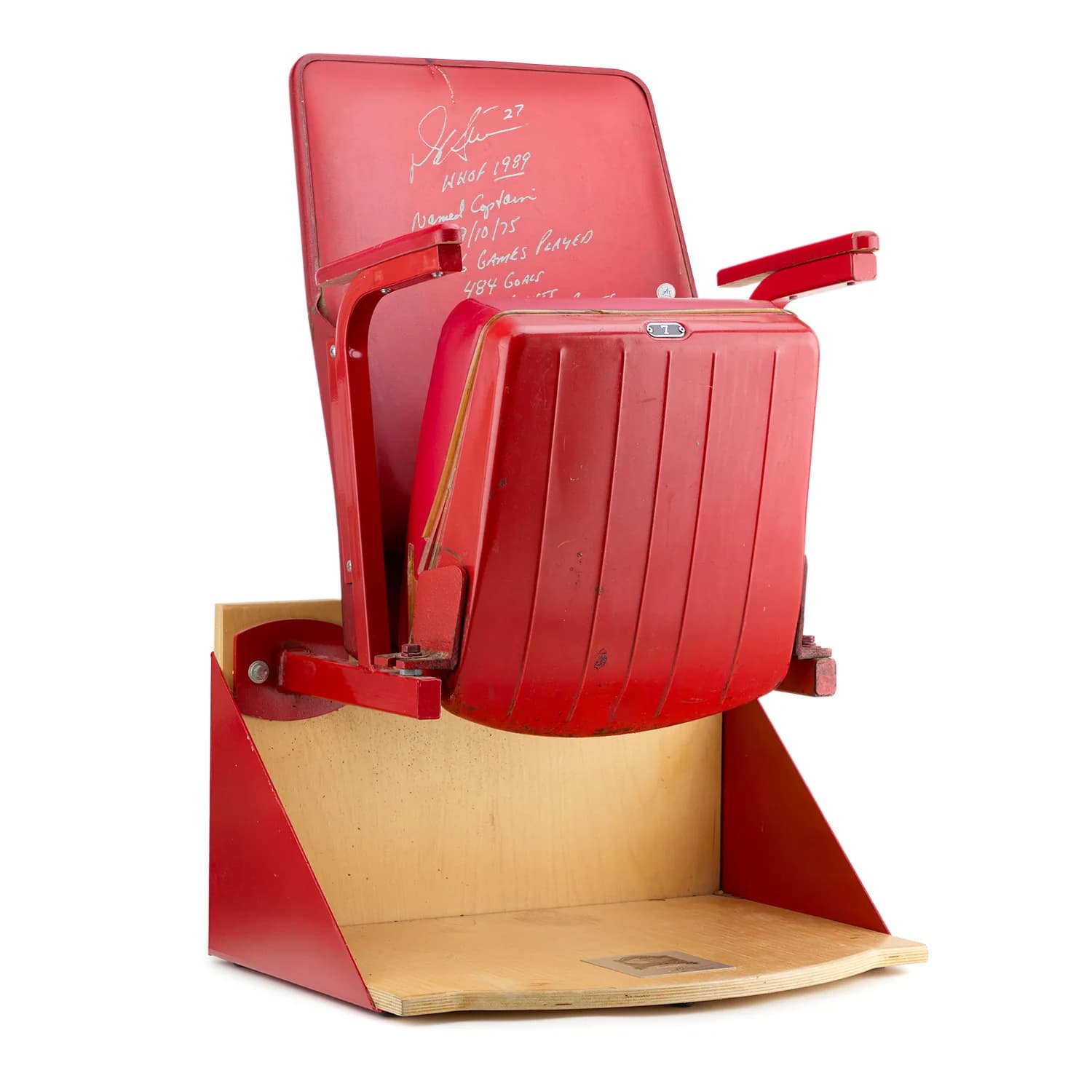 Darryl Sittler Signed & Inscribed Maple Leaf Gardens Original Red Seat On Base Darryl Sittler Other darryl-sittler-inscribed-maple-leaf-gardens, view 2, supplier stock photo