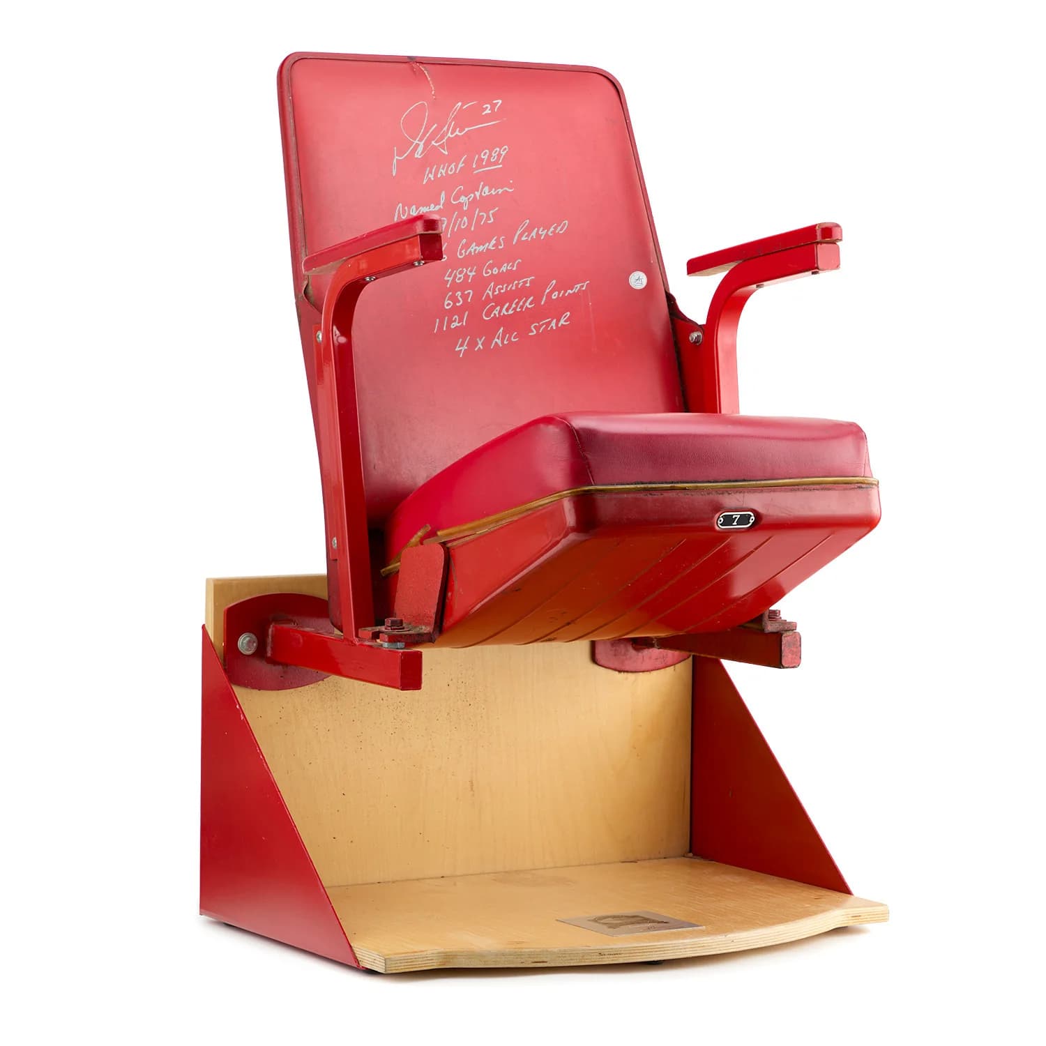 Darryl Sittler Signed & Inscribed Maple Leaf Gardens Original Red Seat On Base Darryl Sittler Other darryl-sittler-inscribed-maple-leaf-gardens, supplier stock photo