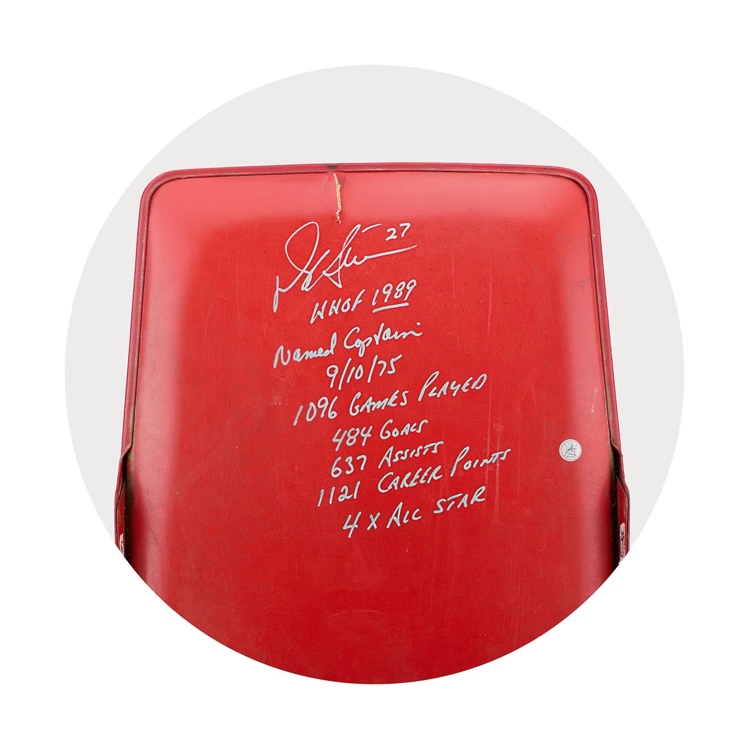 Darryl Sittler Signed & Inscribed Maple Leaf Gardens Original Red Seat On Base Darryl Sittler Other darryl-sittler-inscribed-maple-leaf-gardens, view 3, supplier stock photo