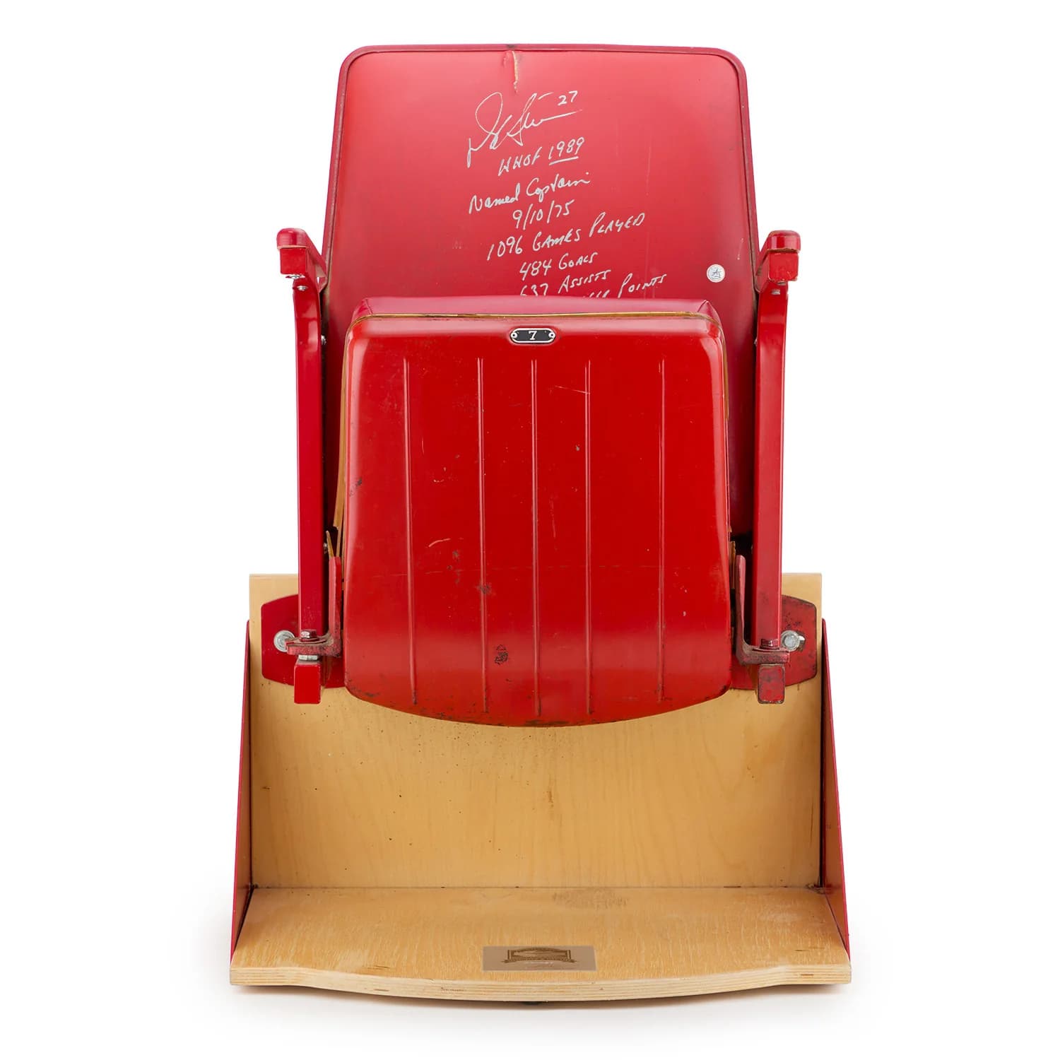 Darryl Sittler Signed & Inscribed Maple Leaf Gardens Original Red Seat On Base Darryl Sittler Other darryl-sittler-inscribed-maple-leaf-gardens, view 4, supplier stock photo
