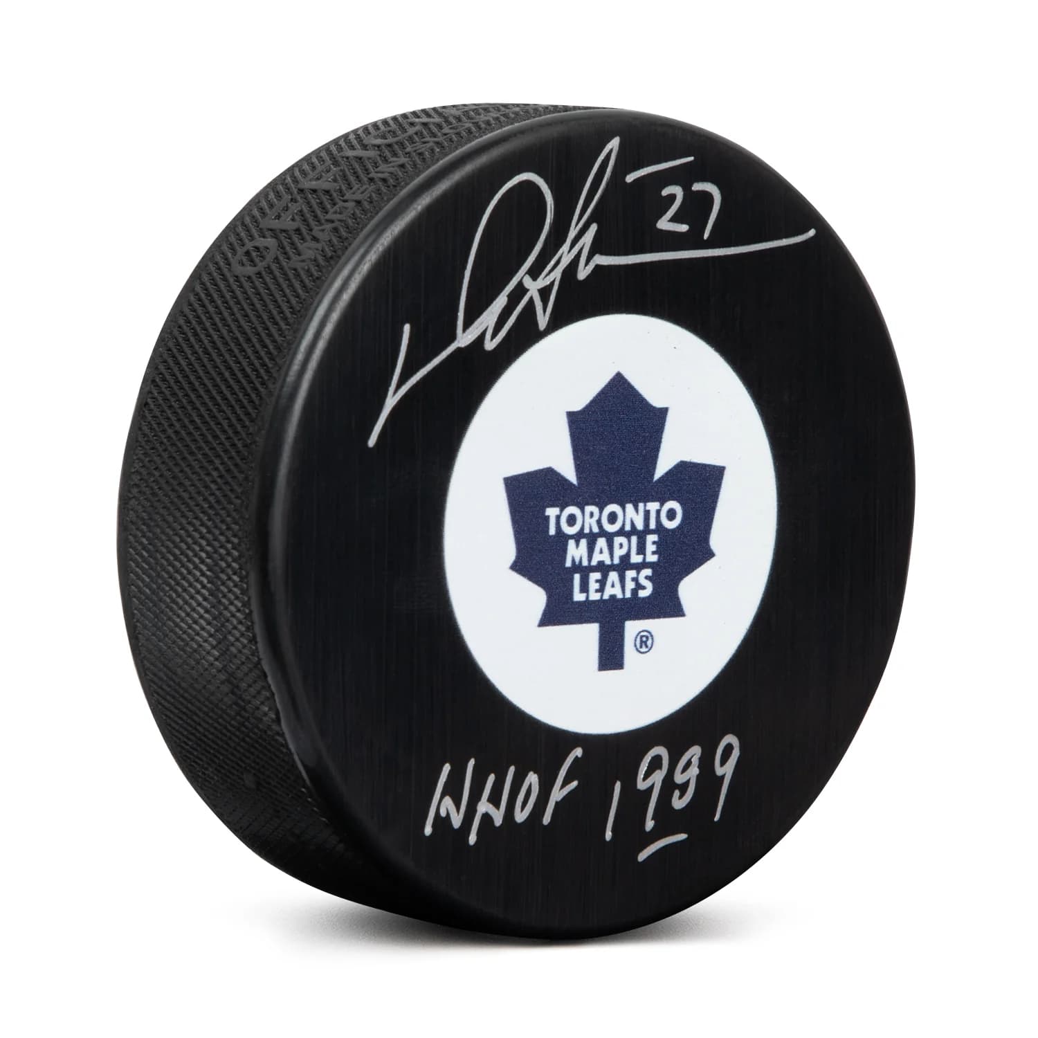 Darryl Sittler Autographed Toronto Maple Leafs Retro Logo Puck with HOF Note Darryl Sittler Puck retro-logo-hof-note, Toronto Maple Leafs, supplier stock photo