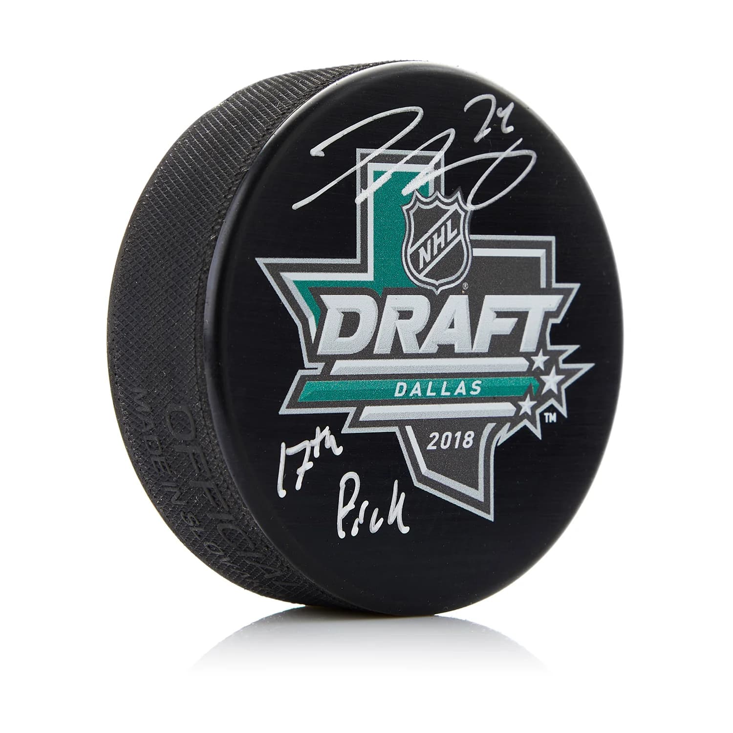 Ty Smith Signed 2018 NHL Entry Draft Puck with 17th Pick Note Ty Smith Puck 2018-nhl-entry-draft-17th-pick, supplier stock photo