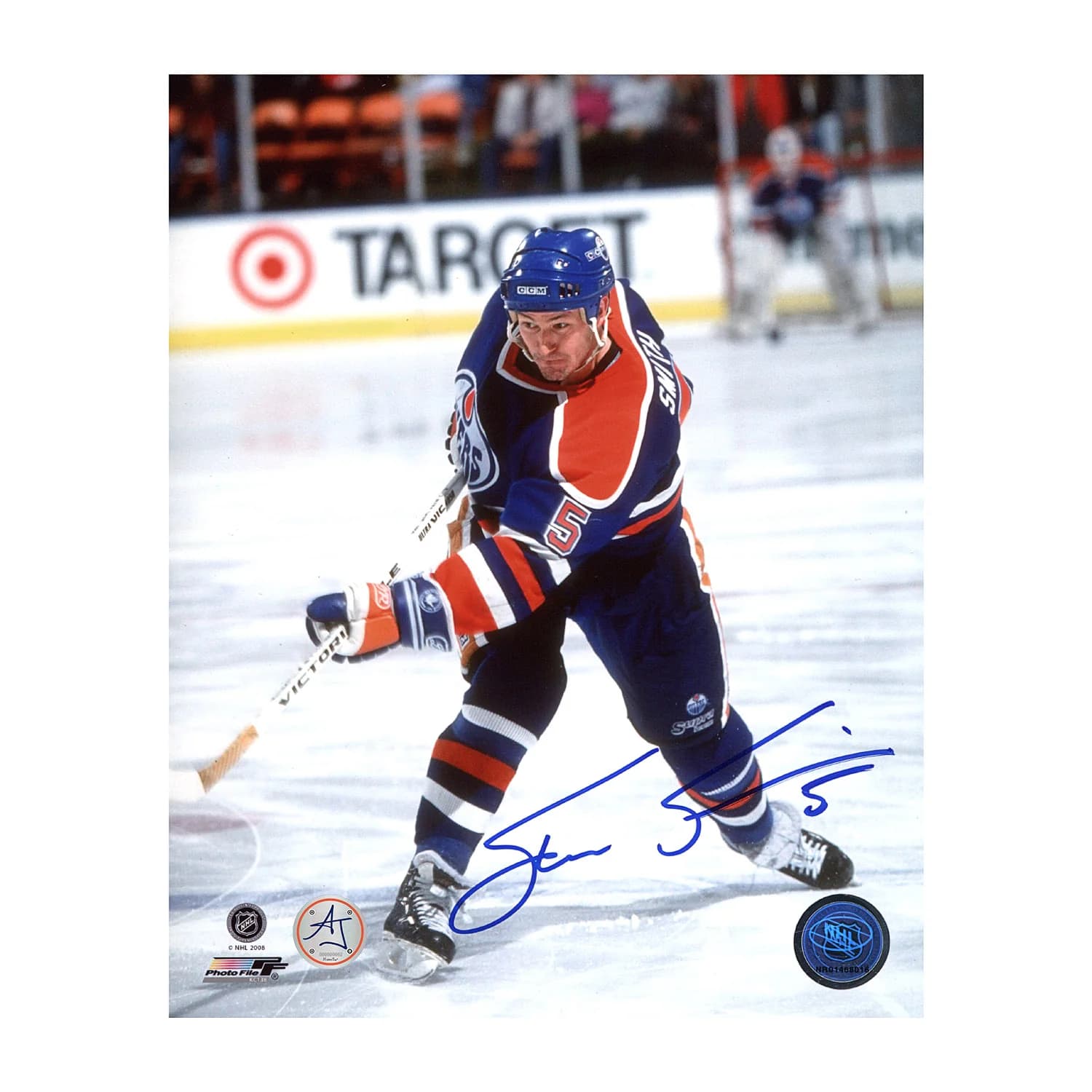 Steve Smith Autographed Edmonton Oilers Shooting 8x10 Photo Steve Smith Photo 8x10-shooting, Edmonton Oilers, supplier stock photo