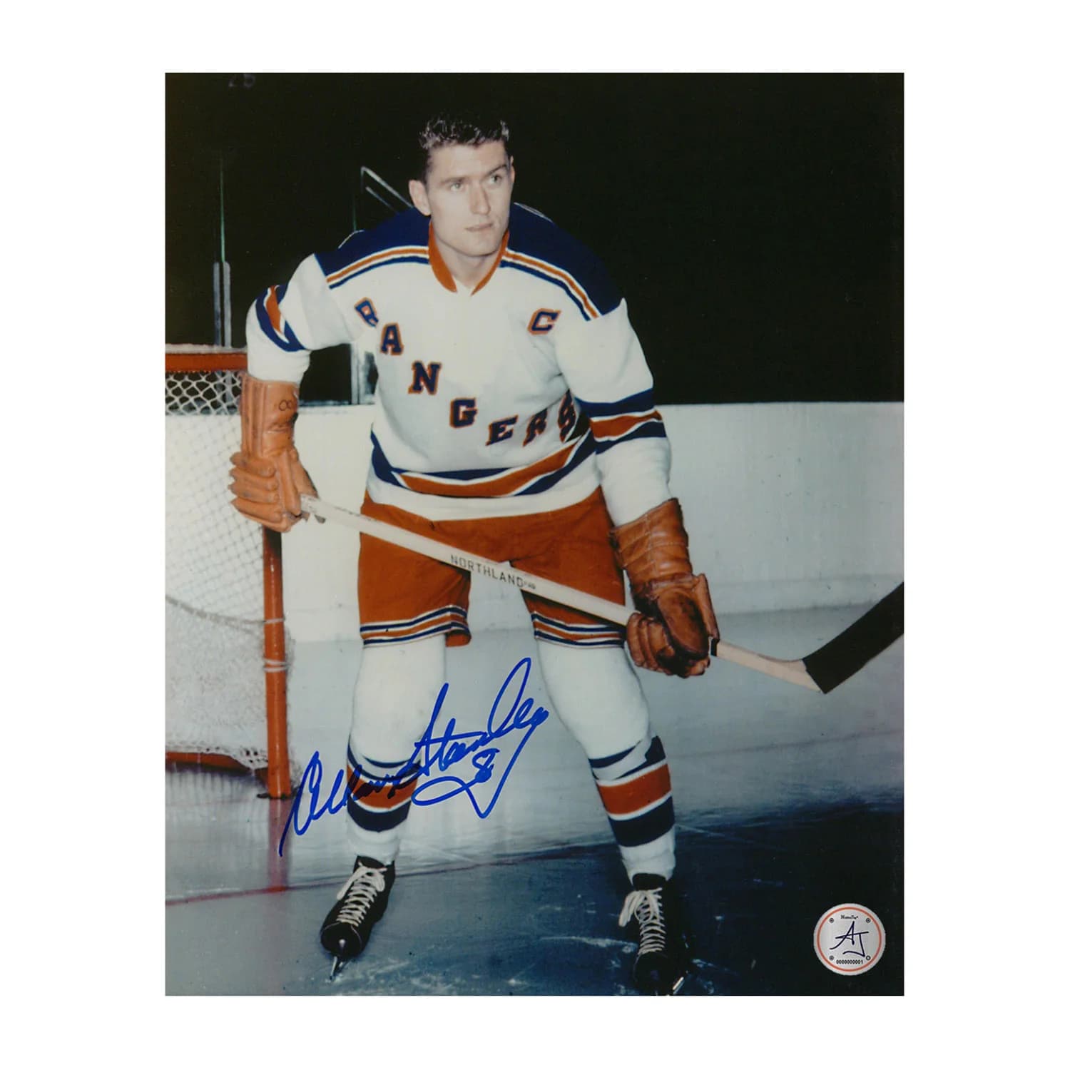 Allan Stanley Autographed New York Rangers Hockey 8x10 Photo Allan Stanley Photo 8x10-hockey, New York Rangers, supplier stock photo