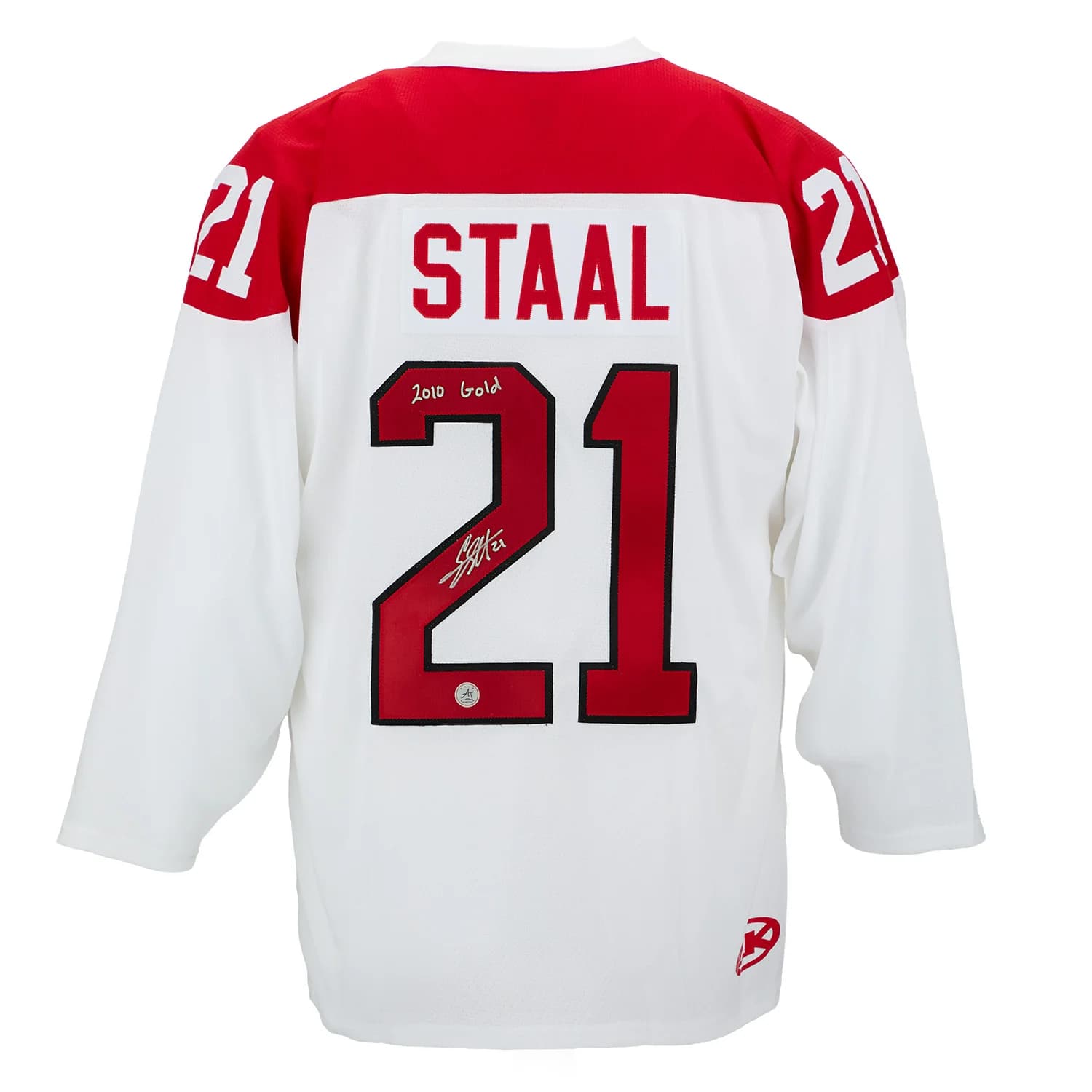 Eric Staal Signed Team Canada Custom Hockey Nation Jersey with 2010 Gold Note Eric Staal Jersey team-canada-hockey-nation-2010-gold, supplier stock photo