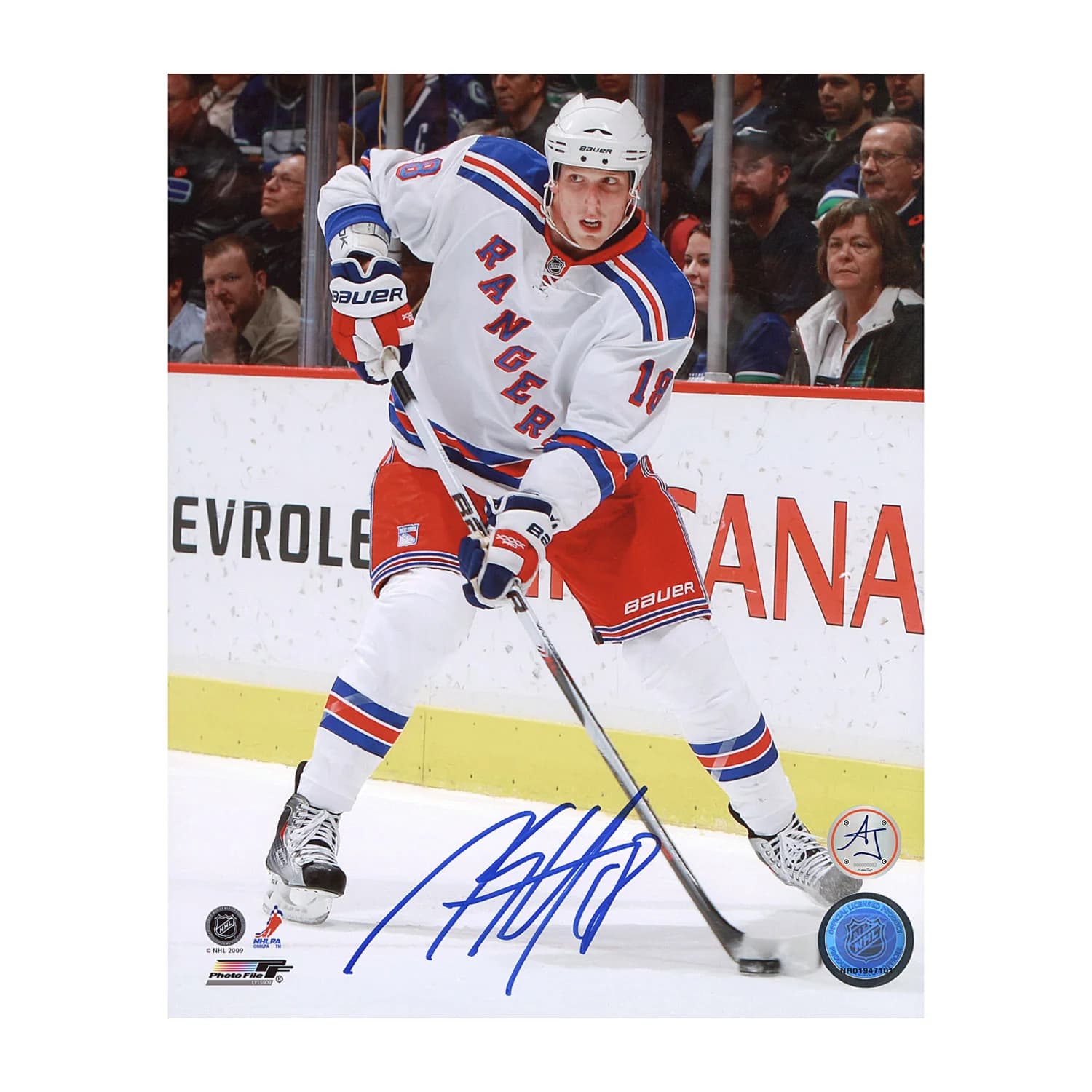 Marc Staal Autographed New York Rangers Puck Rush 8x10 Photo Marc Staal Puck 8x10-rush, New York Rangers, supplier stock photo