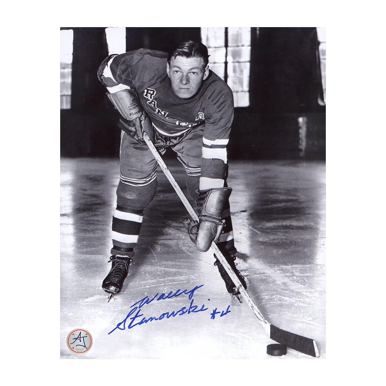 Wally Stanowski Autographed New York Rangers Black and White 8x10 Photo Wally Stanowski Photo 8x10-black-white, New York Rangers, supplier stock photo