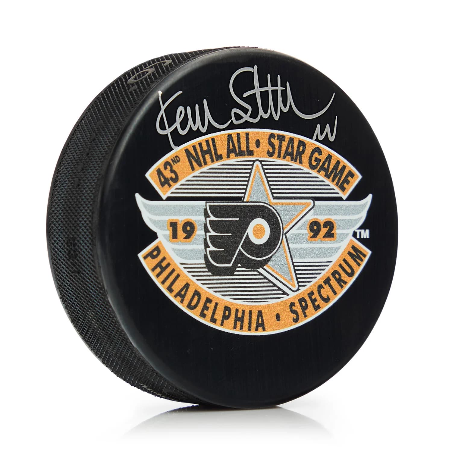 Kevin Stevens Signed 1991 NHL All-Star Game Puck Kevin Stevens Puck 1991-nhl-all-star-game, supplier stock photo