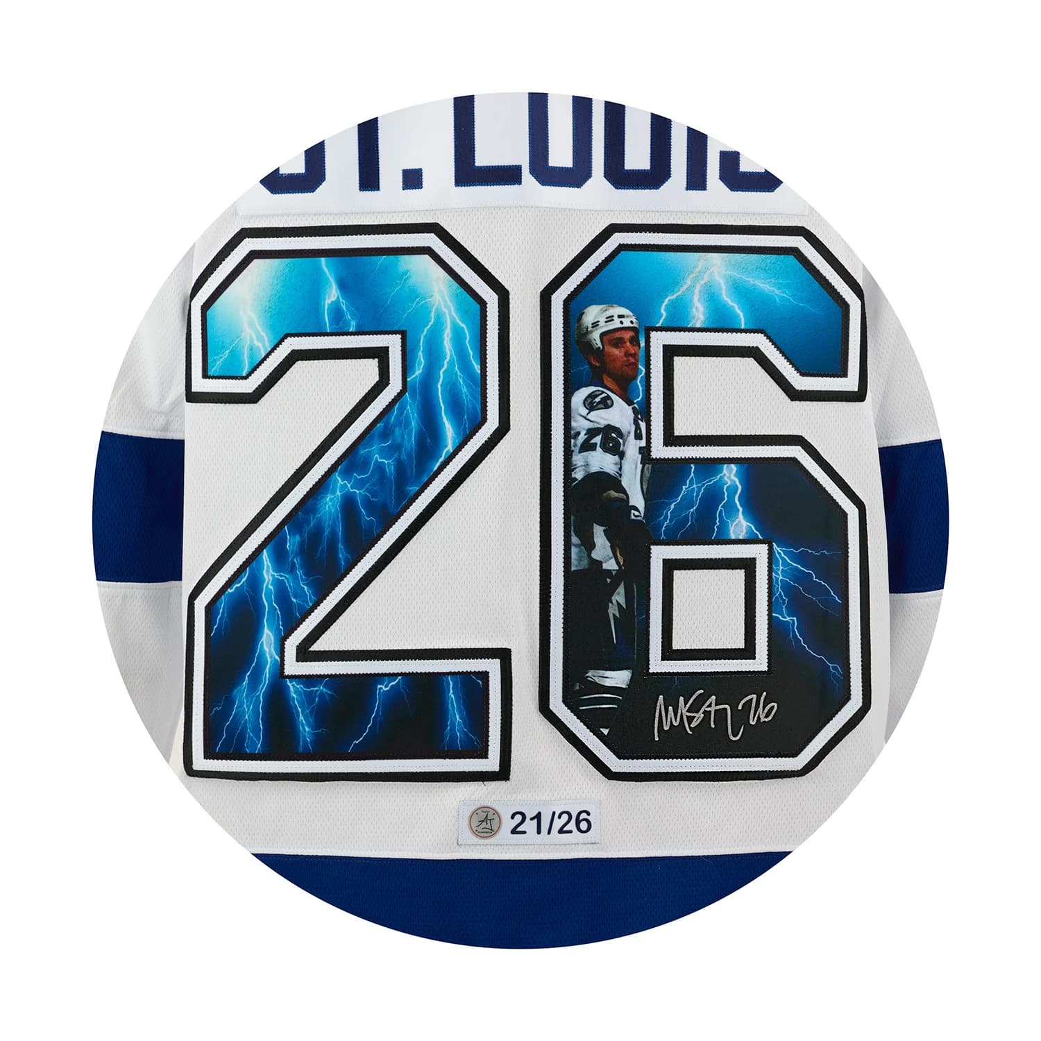Martin St Louis Signed Tampa Bay Lightning Storm Art Jersey #21/26 Martin St Louis Jersey martin-st-louis-tampa-bay-lightning, Tampa Bay Lightning, view 3, supplier stock photo