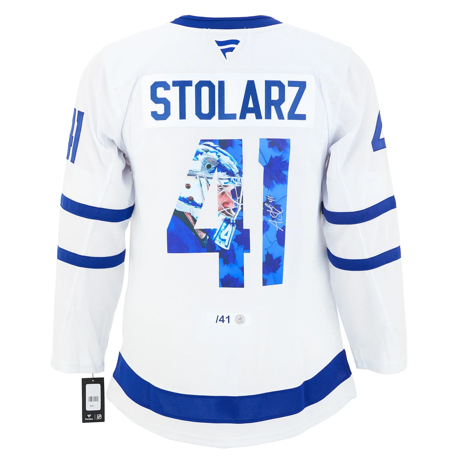 Anthony Stolarz Autographed Toronto Maple Leafs Graphic Art Fanatics Jersey #/41 Anthony Stolarz Jersey graphic-art-41, Toronto Maple Leafs, supplier stock photo