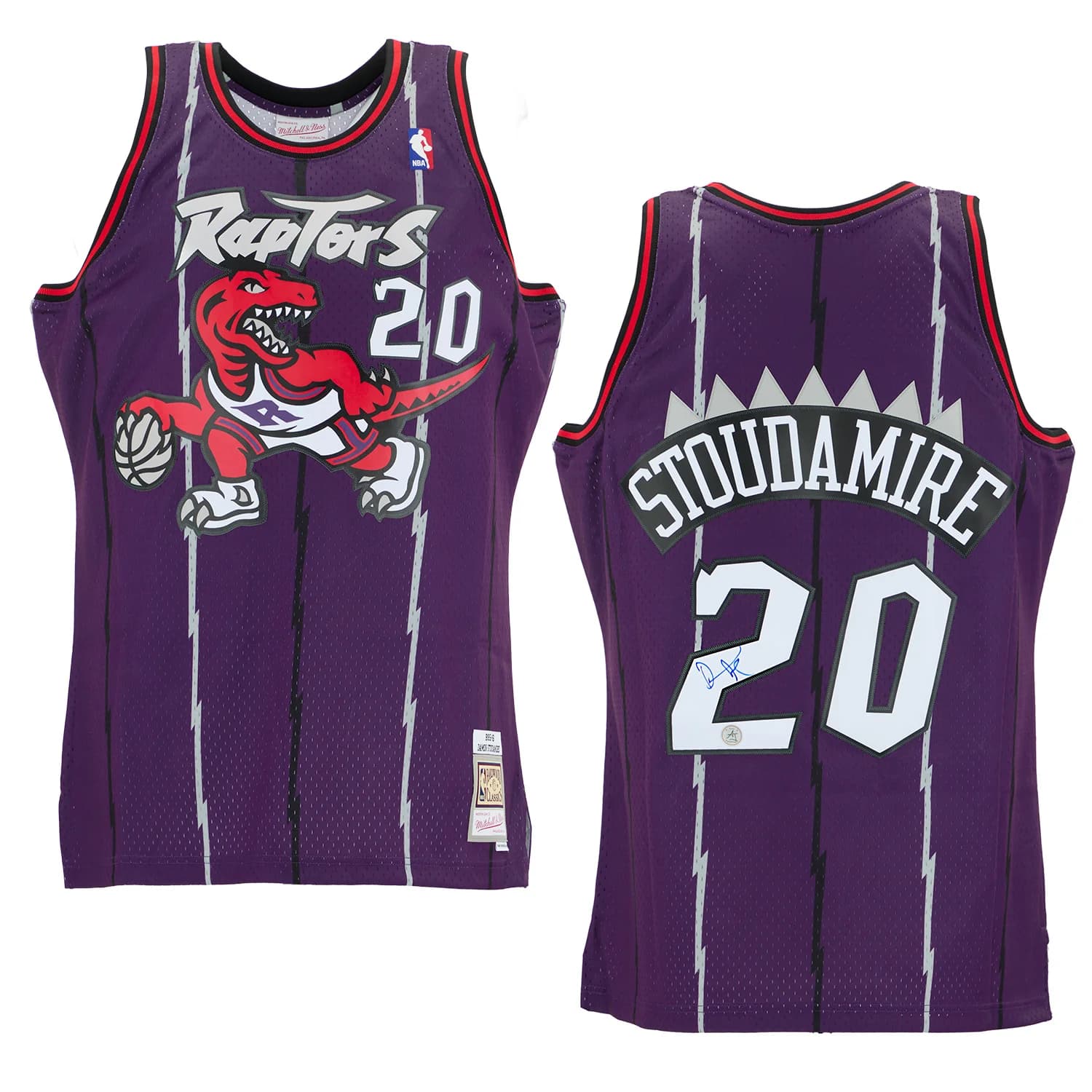 Damon Stoudamire Signed Toronto Raptors Mitchell & Ness Throwback Jersey Damon Stoudamire Jersey toronto-raptors-mitchell-ness-throwback, view 3, supplier stock photo