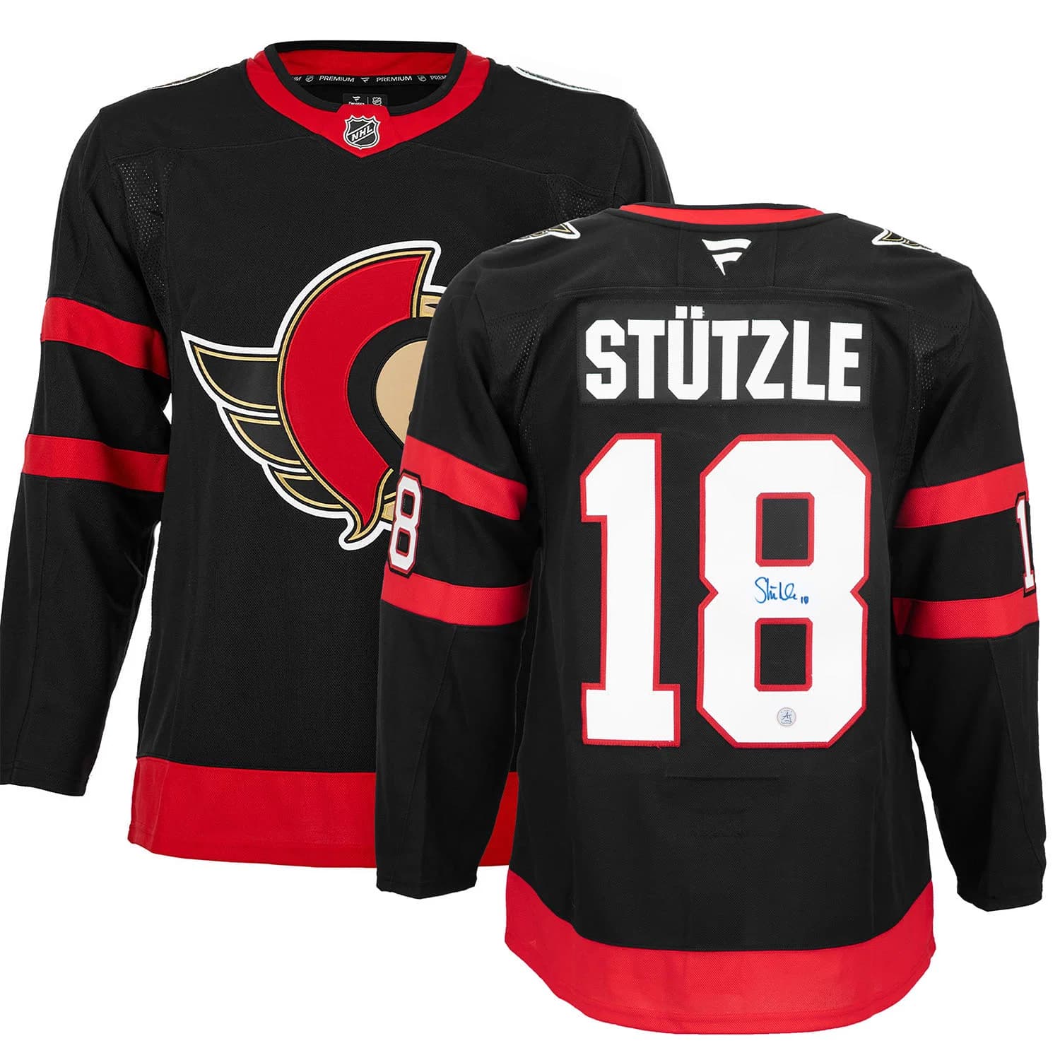 Tim Stutzle Autographed Ottawa Senators Fanatics Premium Jersey Tim Stutzle Jersey premium, Ottawa Senators, view 3, supplier stock photo