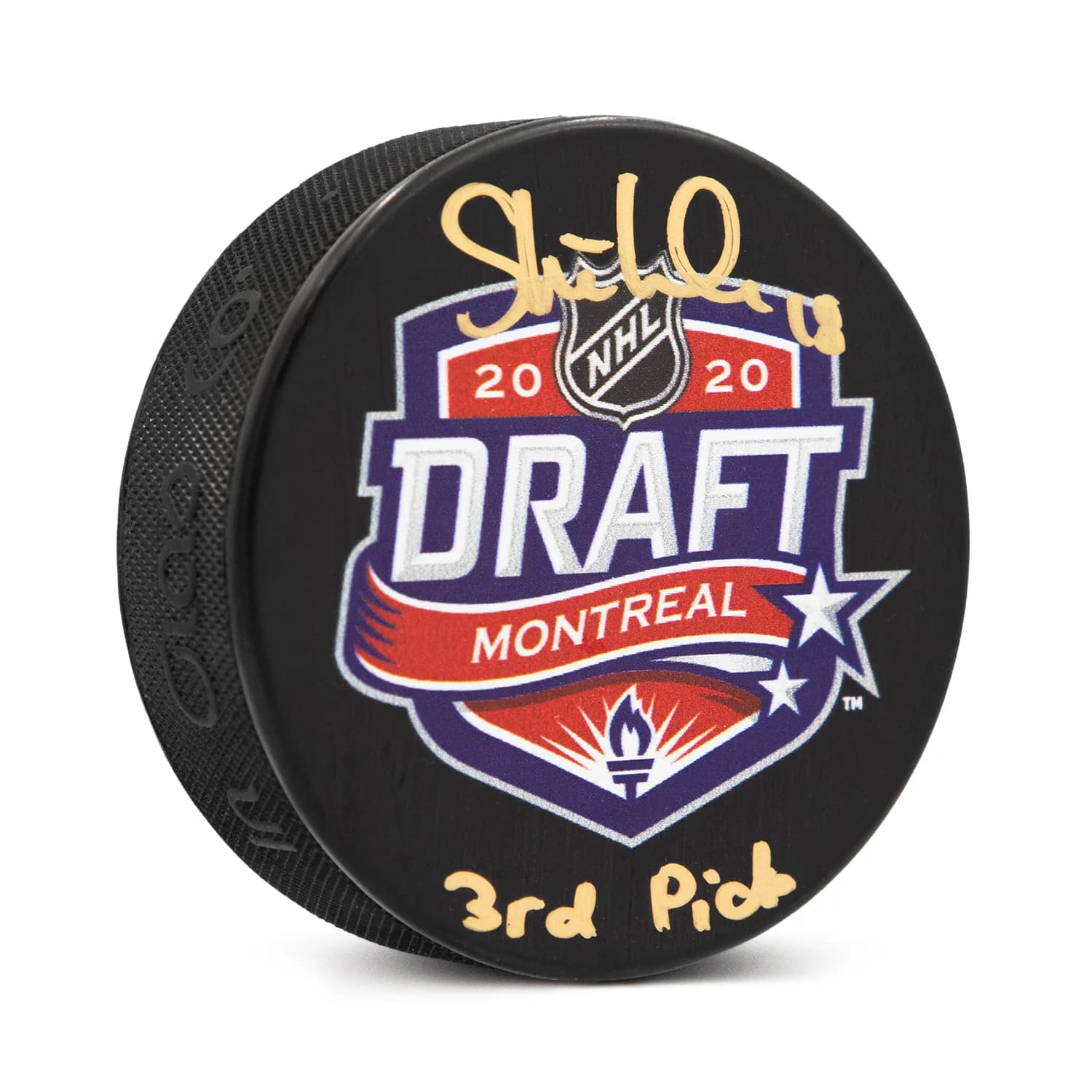 Tim Stutzle Signed 2020 NHL Entry Draft Puck with 3rd Pick Note Tim Stutzle Puck 2020-nhl-entry-draft-3rd-pick, supplier stock photo