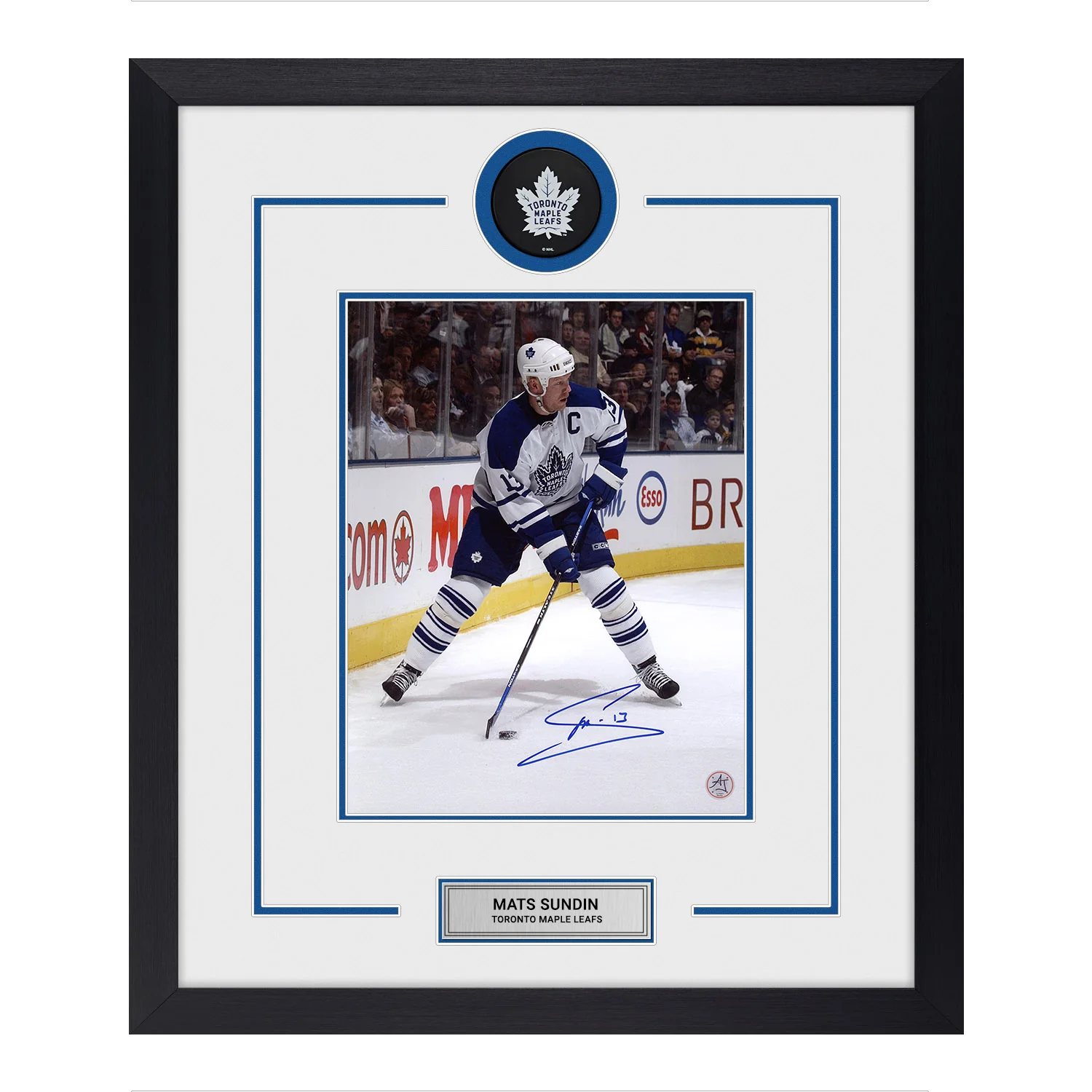 Mats Sundin Signed Toronto Maple Leafs Puck Logo 23x27 Frame Mats Sundin Puck 23x27-logo-frame, Toronto Maple Leafs, supplier stock photo