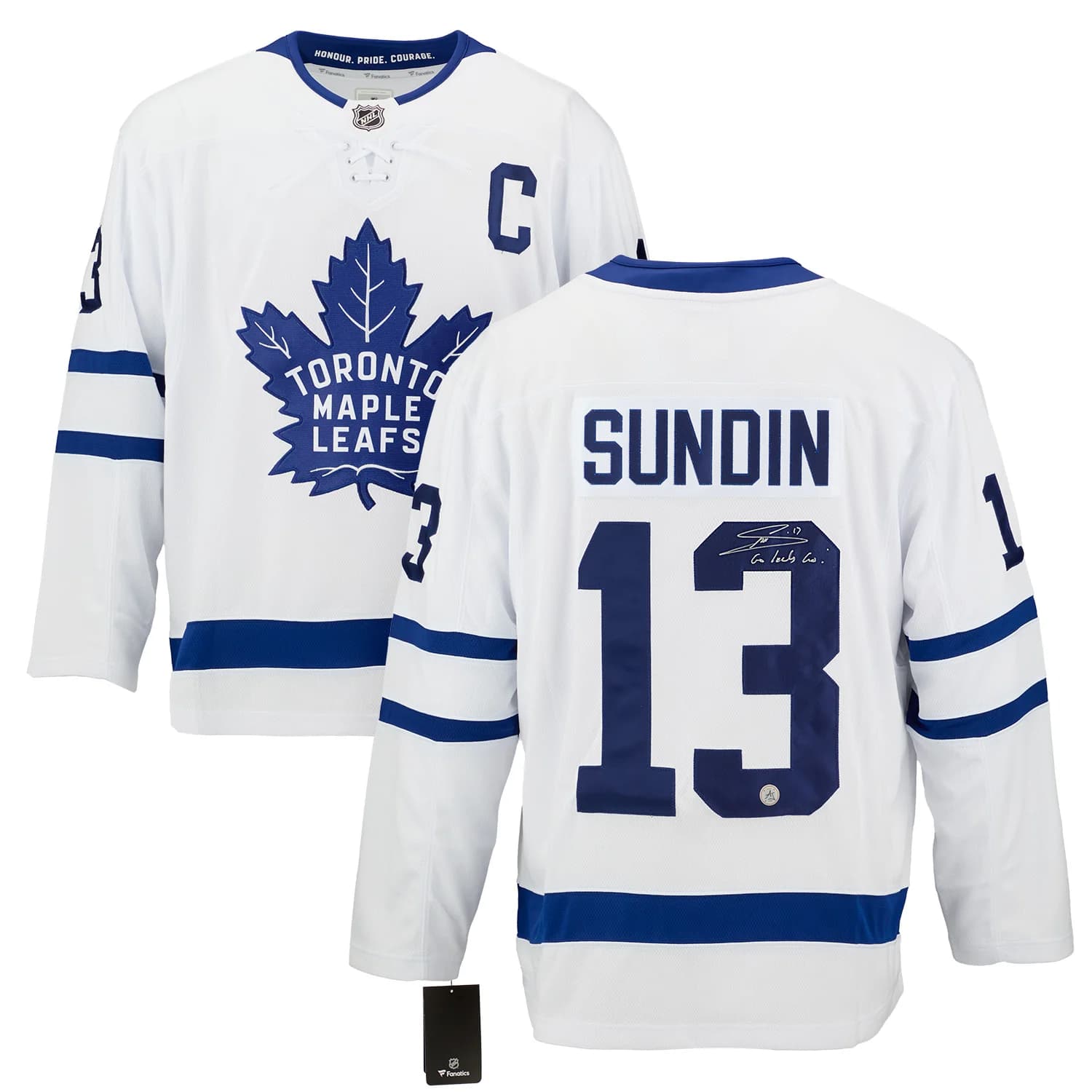 Mats Sundin Signed Toronto Maple Leafs Fanatics Jersey with Go Leafs Go Note Mats Sundin Jersey mats-sundin-toronto-maple-leafs-go, Toronto Maple Leafs, view 3, supplier stock photo