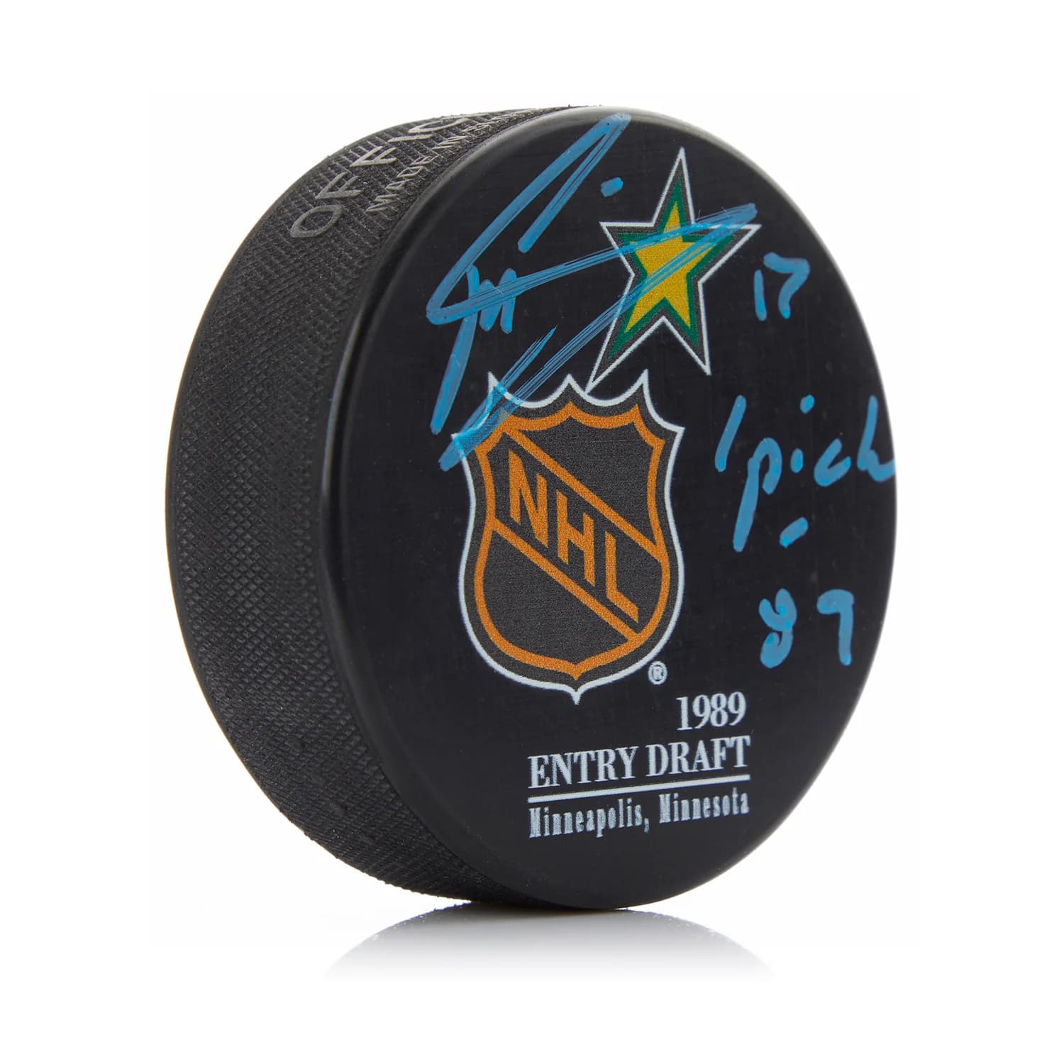 Mats Sundin Signed 1989 NHL Entry Draft Puck with 1st Pick Note Mats Sundin Puck 1989-nhl-entry-draft-1st-pick, supplier stock photo