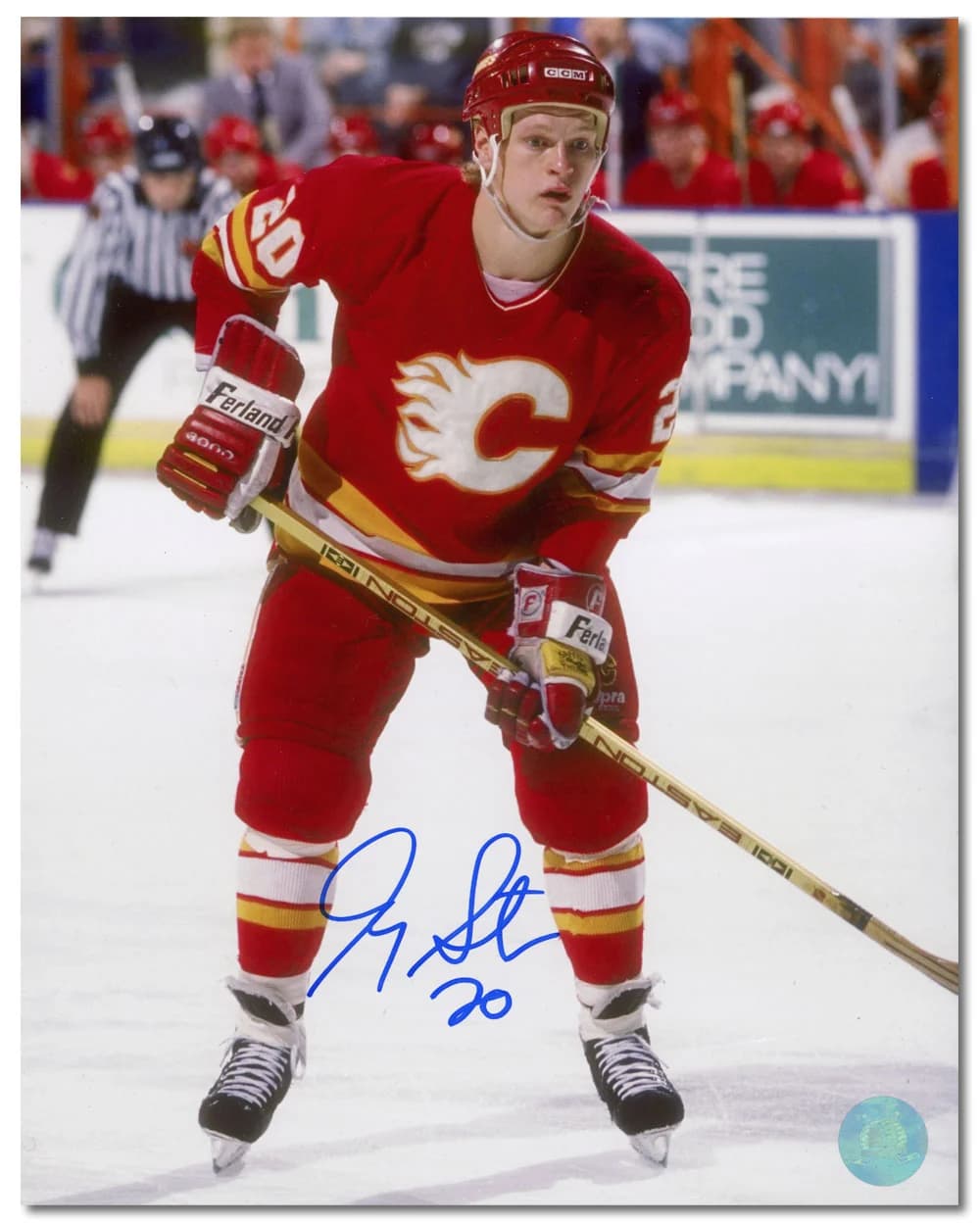 Gary Suter Autographed Calgary Flames Hockey 8x10 Photo Gary Suter Photo 8x10-hockey, Calgary Flames, supplier stock photo