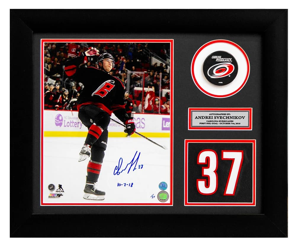 Andrei Svechnikov Carolina Hurricanes Signed & Dated 1st Goal 20x24 Frame Andrei Svechnikov Other 20x24-dated-1st-goal-frame, Carolina Hurricanes, supplier stock photo