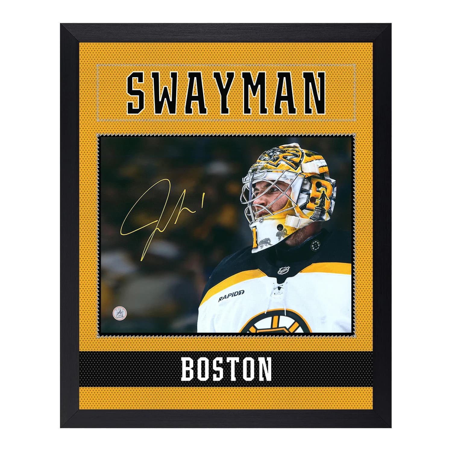 Jeremy Swayman Signed Boston Bruins Uniform Graphic 19x23 Frame Jeremy Swayman Jersey 19x23-uniform-graphic-frame, Boston Bruins, supplier stock photo