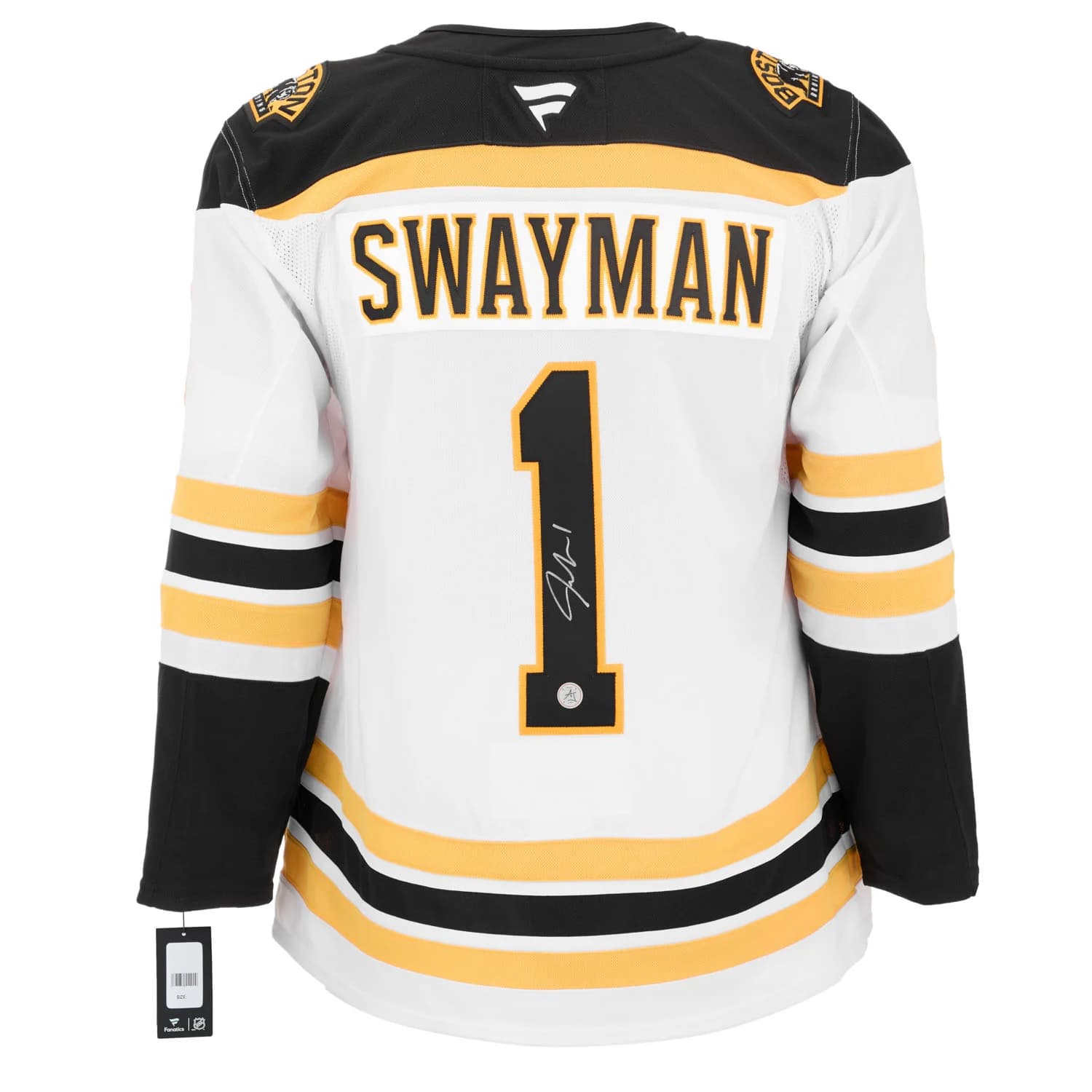 Jeremy Swayman Signed Boston Bruins White Fanatics Premium Jersey Jeremy Swayman Jersey white-premium, Boston Bruins, supplier stock photo