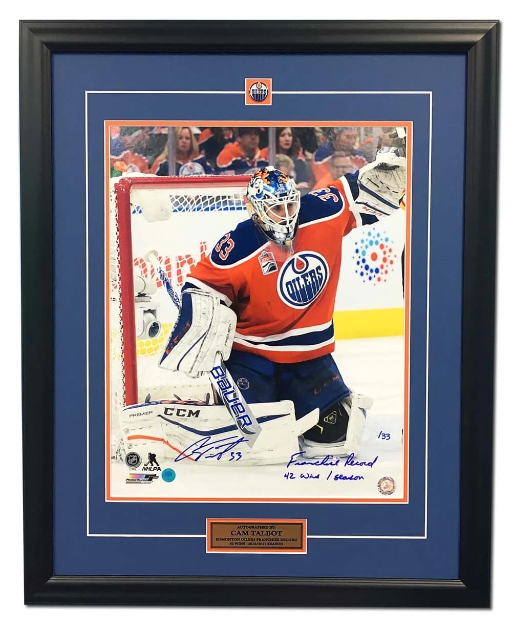 Cam Talbot Edmonton Oilers Signed & Inscribed 42 Wins Record 26x32 Frame #/33 Cam Talbot Other 26x32-cam-talbot-inscribed-42-wins-record, Edmonton Oilers, supplier stock photo