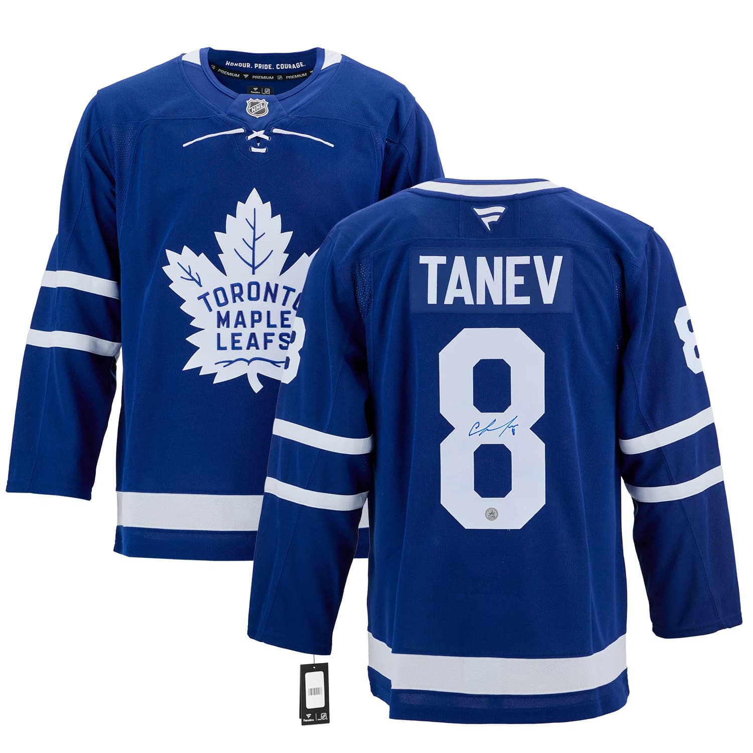 Chris Tanev Autographed Toronto Maple Leafs Fanatics Premium Jersey Chris Tanev Jersey premium, Toronto Maple Leafs, view 3, supplier stock photo