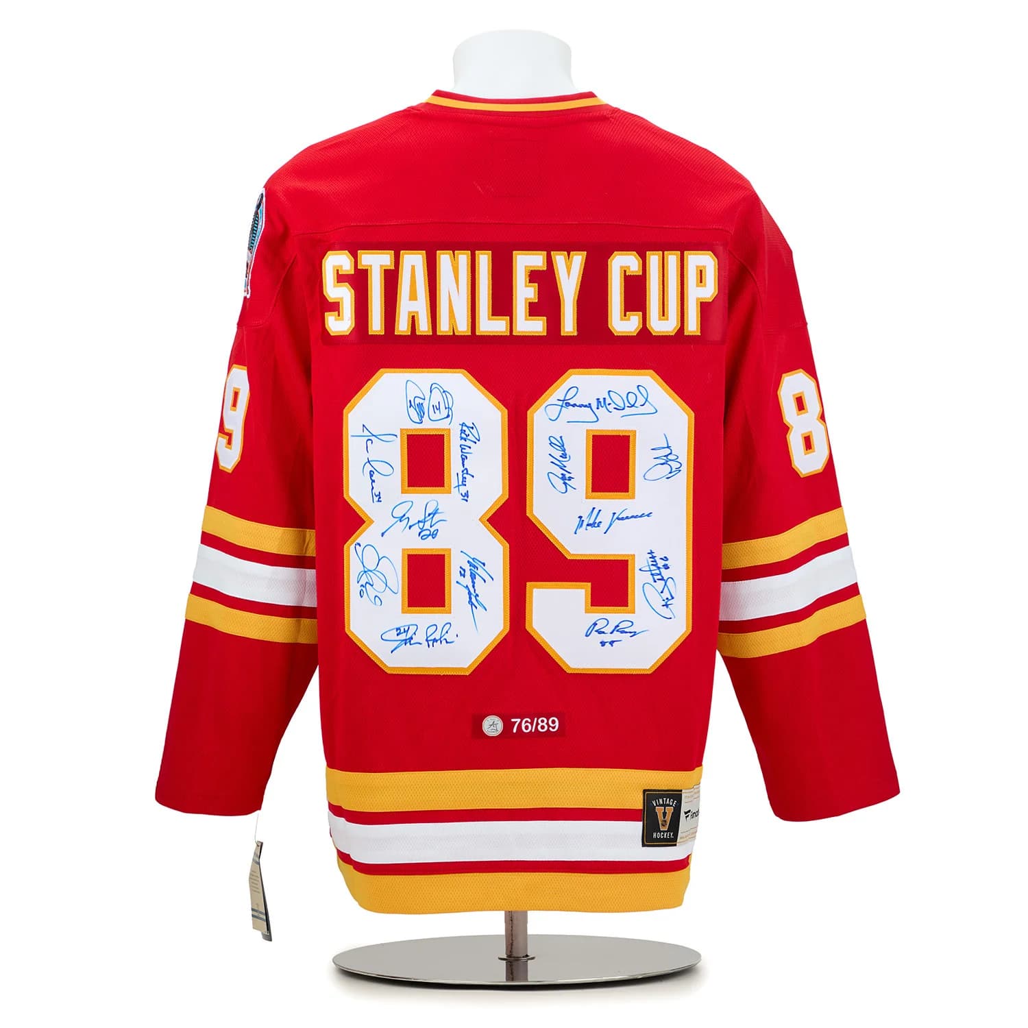 Calgary Flames 13 Player Team Signed 1989 Stanley Cup Throwback Jersey #76/89 Jersey calgary-flames-13-player-team-1989, Calgary Flames, supplier stock photo