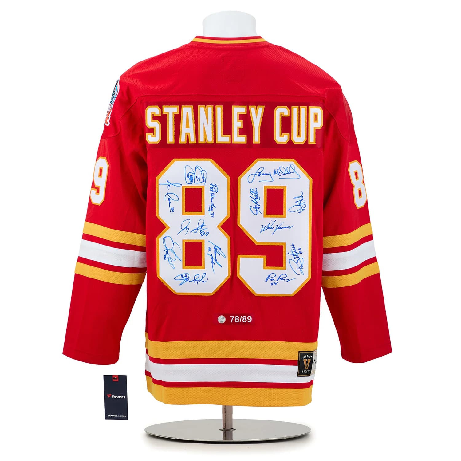 Calgary Flames 13 Player Team Signed 1989 Stanley Cup Throwback Jersey #78/89 Jersey calgary-flames-13-player-team-1989, Calgary Flames, supplier stock photo