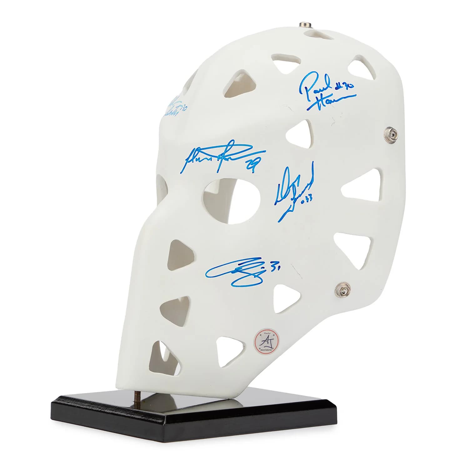 Toronto Maple Leafs 9 Goalies Signed Throwback Goalie Mask Helmet 9-goalies-throwback-goalie-mask, Toronto Maple Leafs, view 3, supplier stock photo