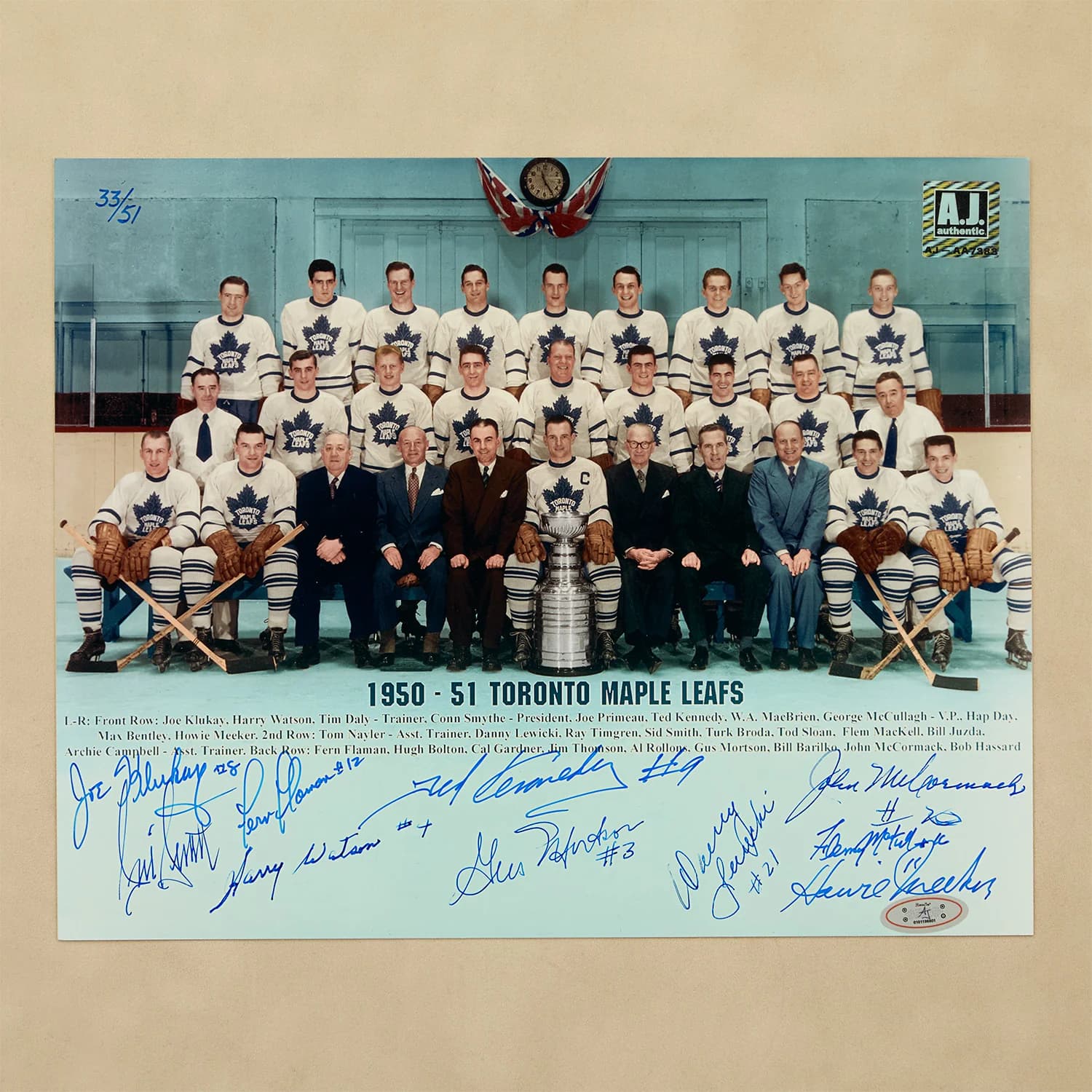 Toronto Maple Leafs 1951 Stanley Cup 10 Player Team Signed 8x10 Photo #33/51 Photo 8x10-toronto-maple-leafs-1951-stanley-cup, Toronto Maple Leafs, supplier stock photo