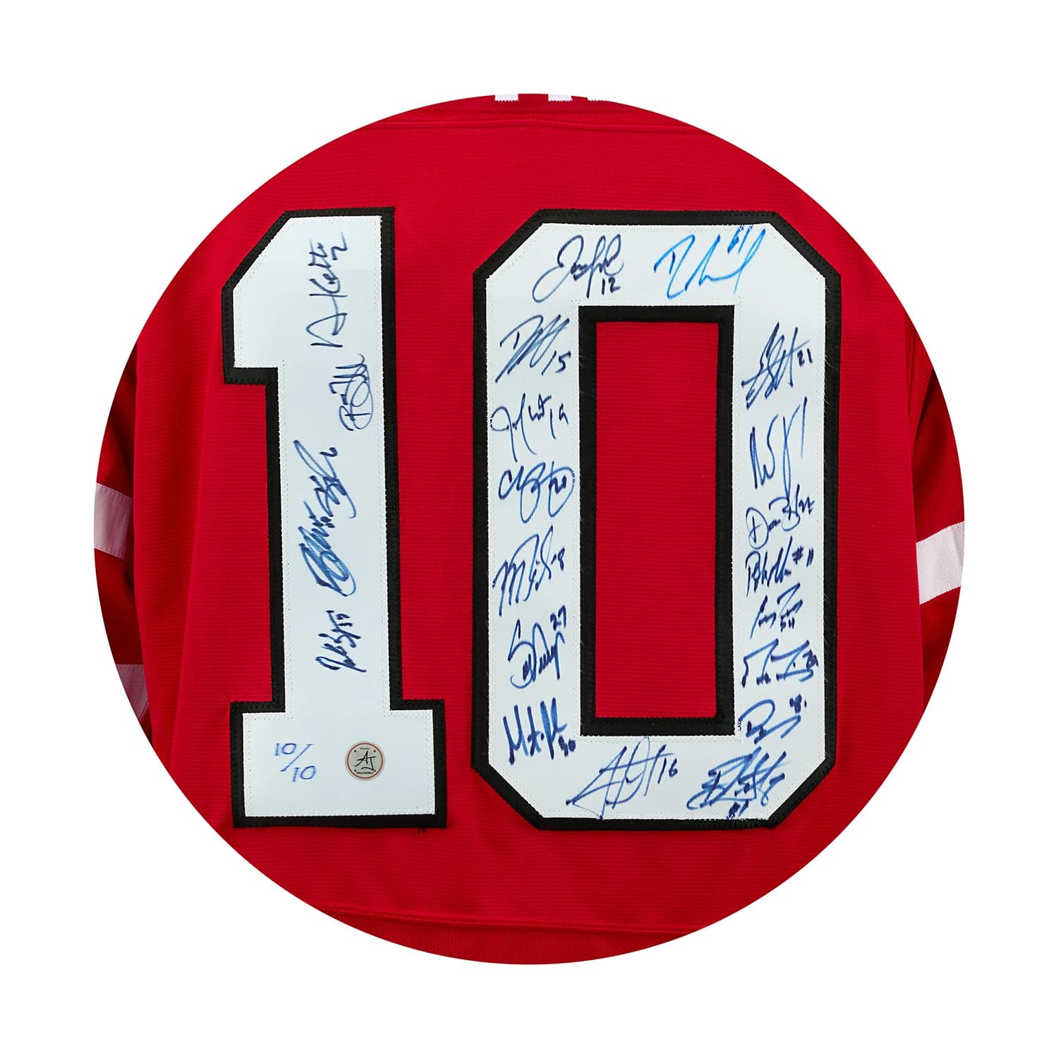 2010 Team Canada 22 Player Team Signed Olympic Gold Medal Jersey #10/10 Jersey 2010-team-canada-22-player-olympic, view 3, supplier stock photo