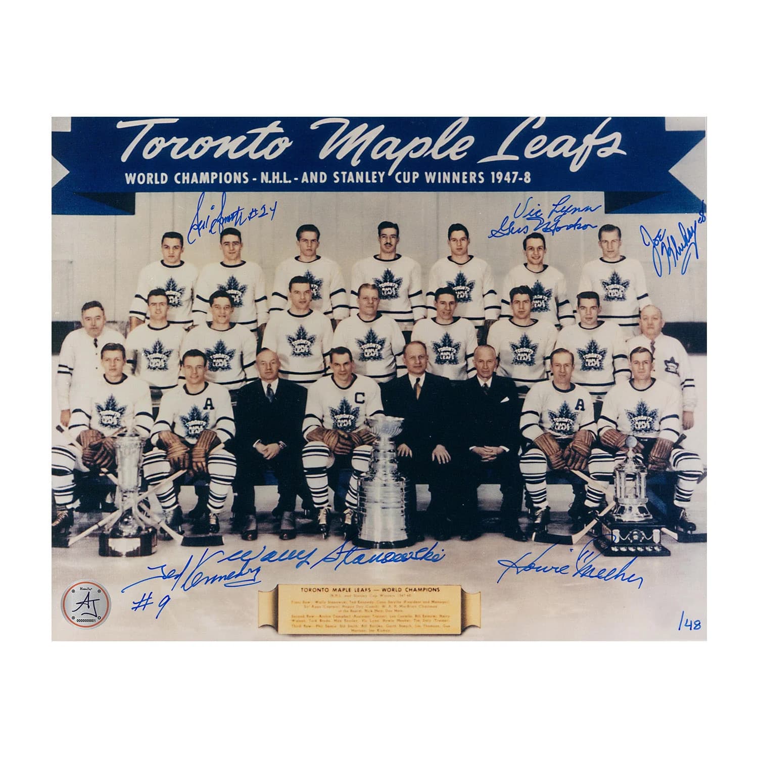 1948 Toronto Maple Leafs Stanley Cup Team Signed 8x10 Photo: 7 Autographs #/48 Photo 8x10-1948-stanley-cup-team-7-autographs, Toronto Maple Leafs, supplier stock photo
