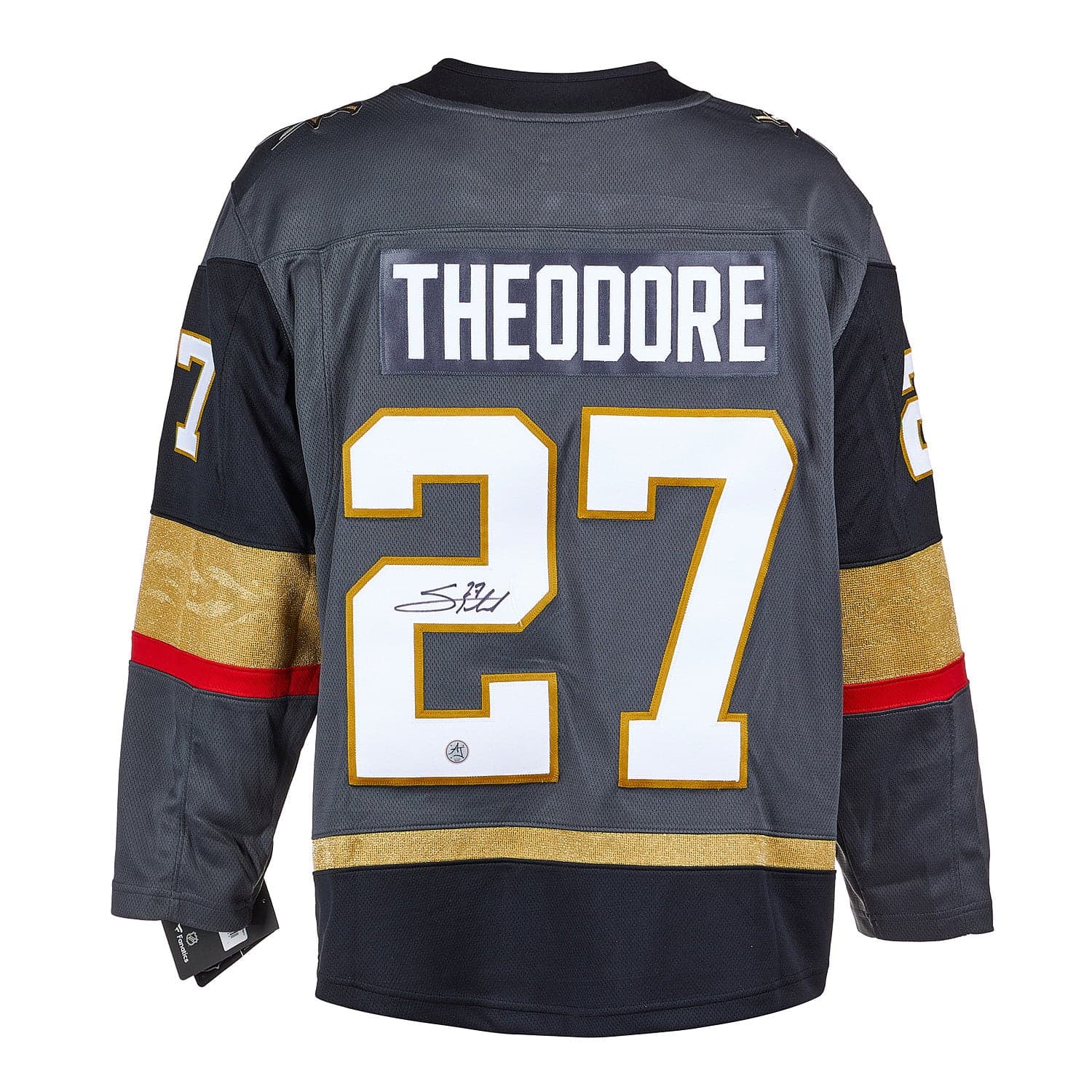 Shea Theodore Autographed Vegas Golden Knights Fanatics Breakaway Jersey Shea Theodore Jersey breakaway, Vegas Golden Knights, supplier stock photo
