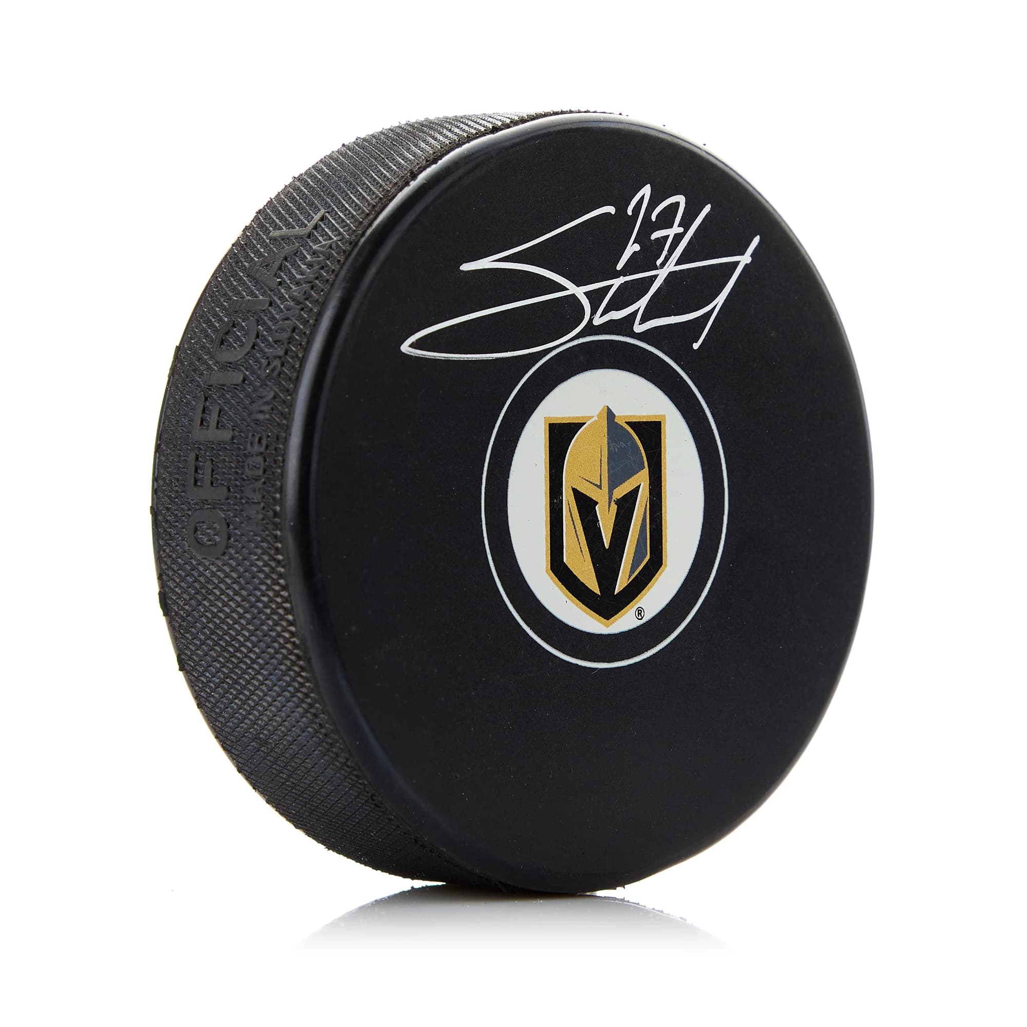 Shea Theodore Vegas Golden Knights Autographed Hockey Puck Shea Theodore Puck hockey, Vegas Golden Knights, supplier stock photo