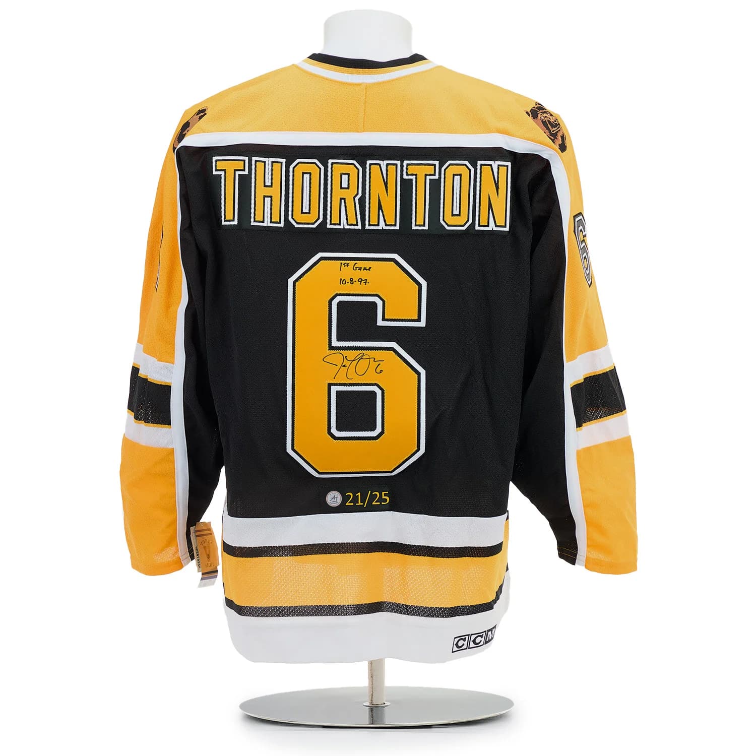 Joe Thornton Boston Bruins Signed & Dated 1st Game Vintage CCM Jersey #21/25 Joe Thornton Jersey joe-thornton-boston-bruins-dated-1st, Boston Bruins, supplier stock photo