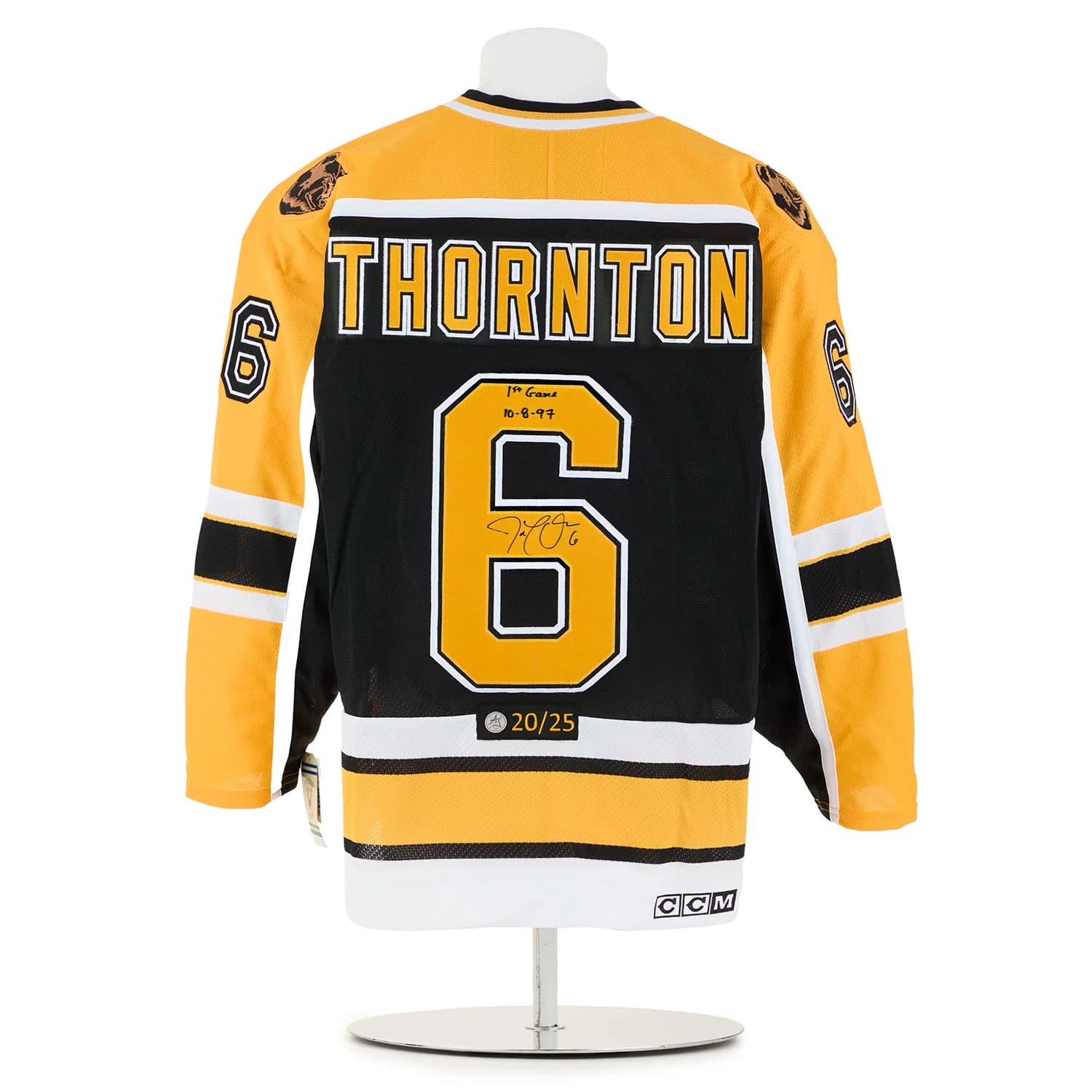 Joe Thornton Boston Bruins Signed & Dated 1st Game Vintage CCM Jersey #20/25 Joe Thornton Jersey joe-thornton-boston-bruins-dated-1st, Boston Bruins, supplier stock photo